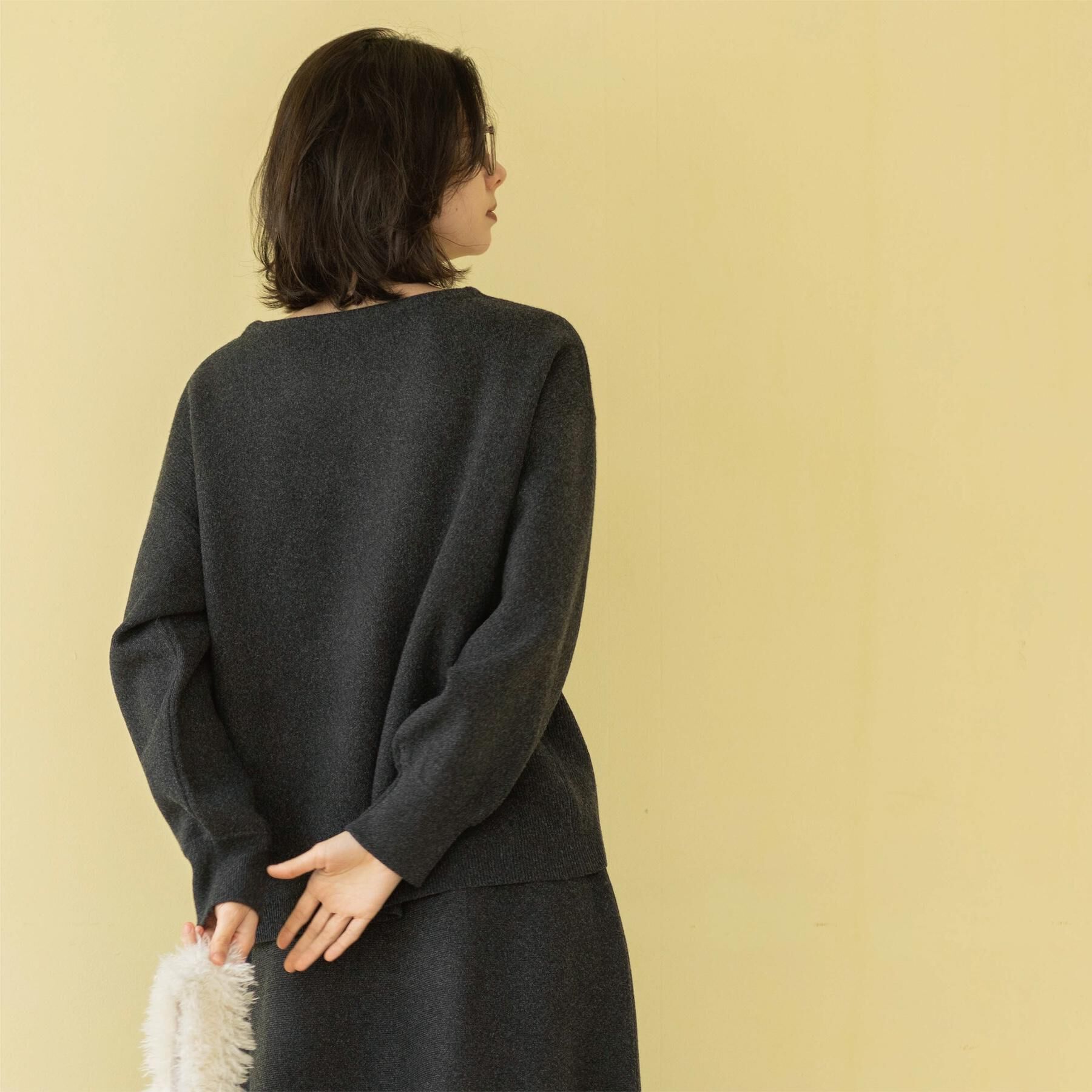 OPAQUE.CLIP「サイド編地切替ニットトップス/セットアップ対応【洗濯機OK】」|ニット・セーター|