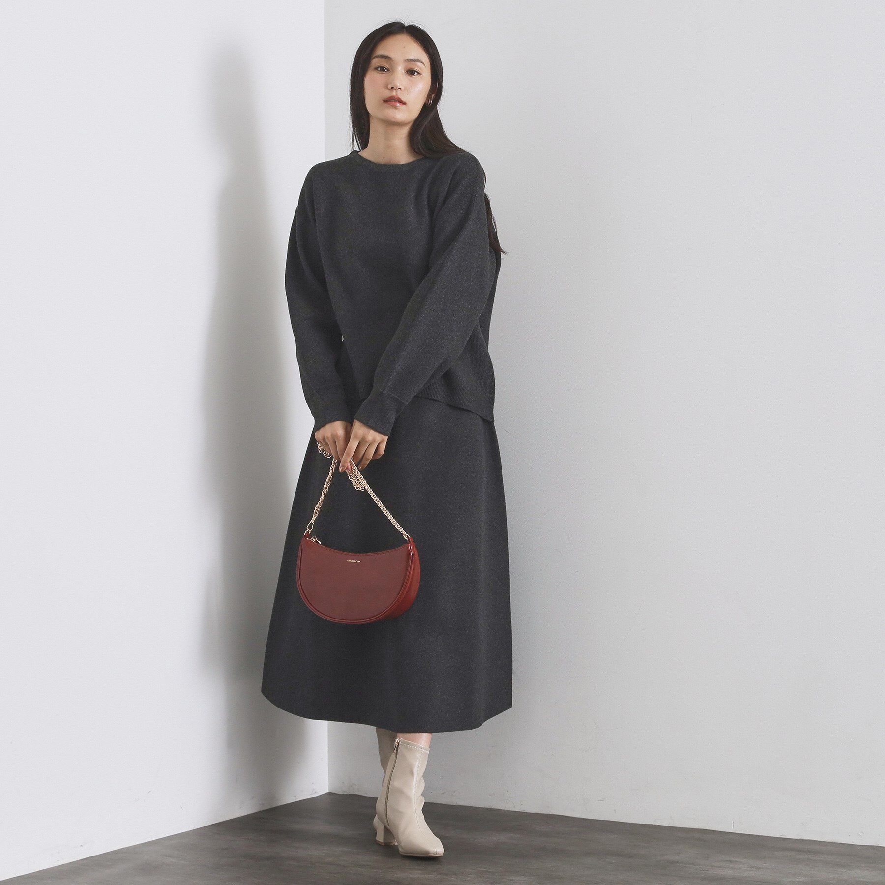 OPAQUE.CLIP「サイド編地切替ニットトップス/セットアップ対応【洗濯機OK】」|ニット・セーター|