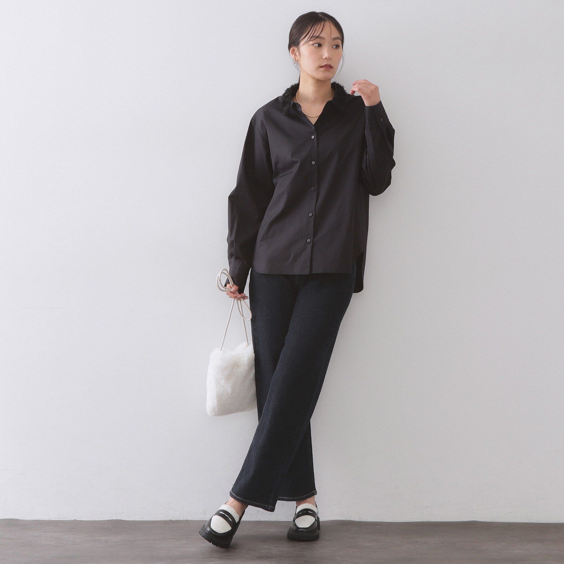 OPAQUE.CLIP「襟チュールシャツ【洗濯機OK】」|シャツ・ブラウス|