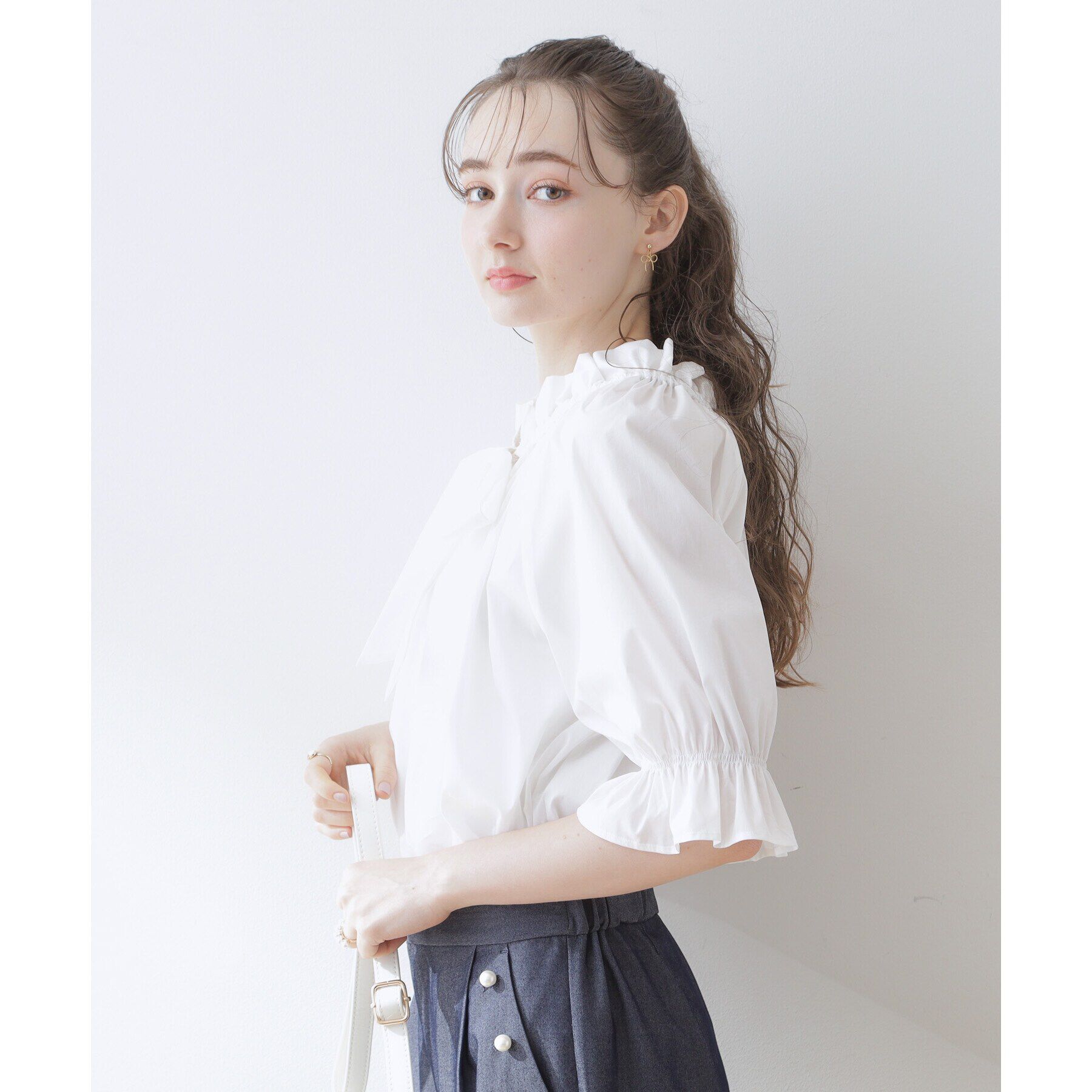 Couture broach「ギャザーフリルリボンタイ」|シャツ・ブラウス|