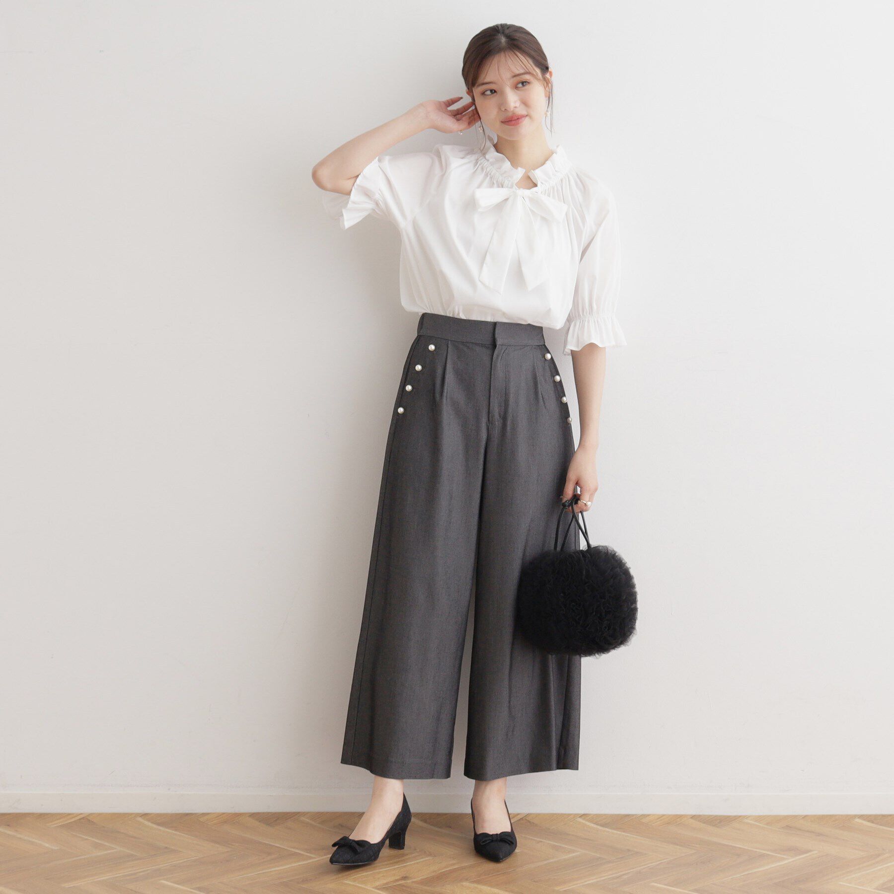 Couture broach「ギャザーフリルリボンタイ」|シャツ・ブラウス|