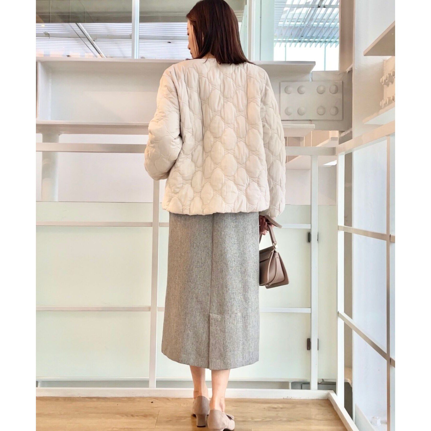 Couture broach「【吸湿発熱性・保温性を兼ね備えた上品キルトジャケット】リボンキルトジャケット」|ダウン|