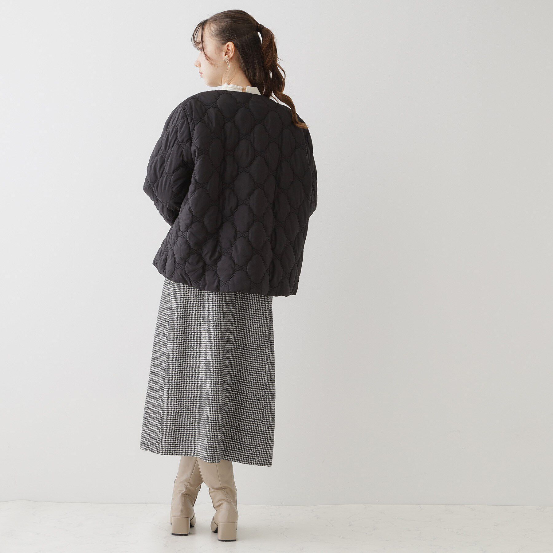 Couture broach「【吸湿発熱性・保温性を兼ね備えた上品キルトジャケット】リボンキルトジャケット」|ダウン|
