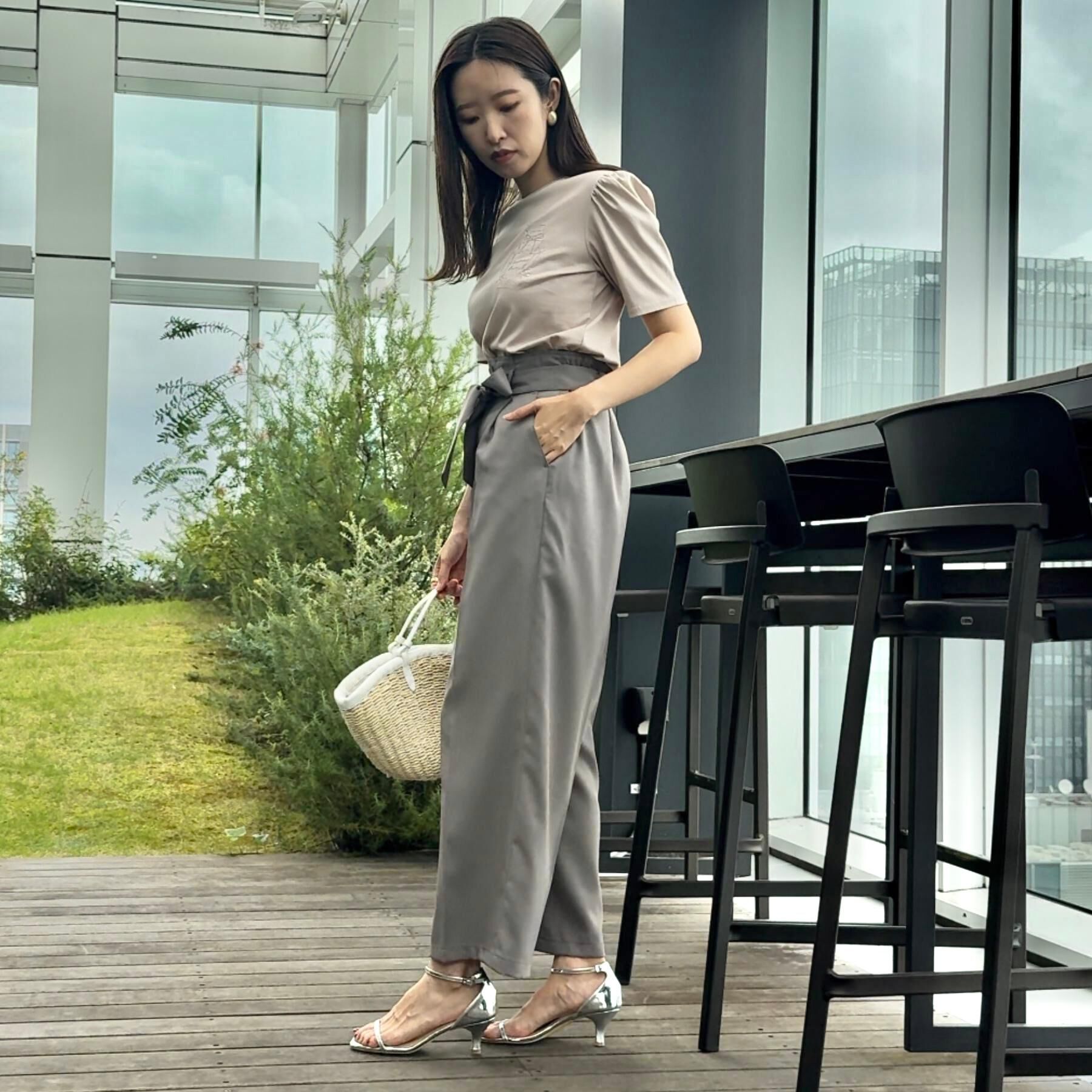 Couture broach「【接触冷感・UV機能あり・マシンウォッシャブル】60シルケット パフュームエンブロTシャツ」|Tシャツ・カットソー|