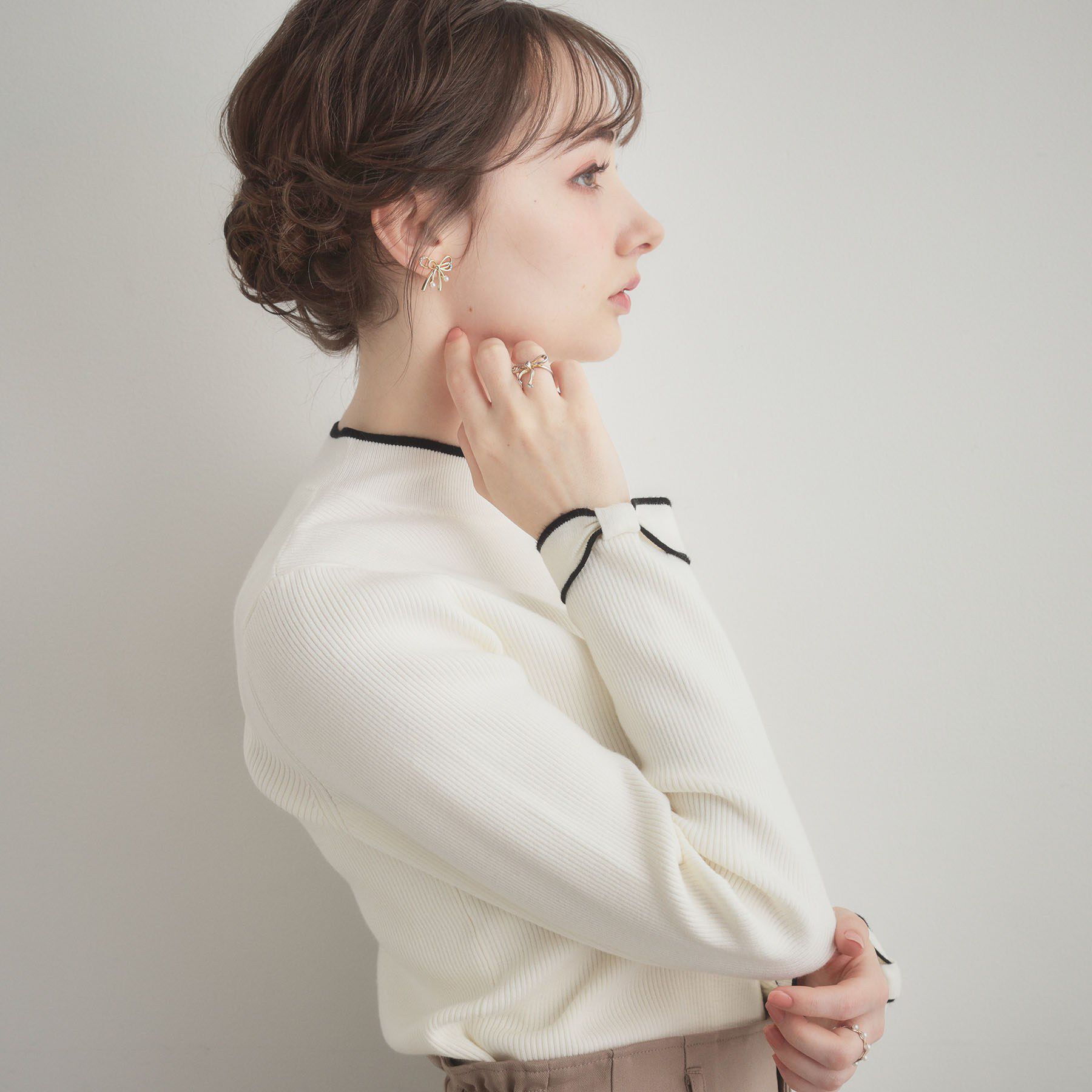 Couture broach「【着映え】袖リボン リブニット」|ニット・セーター|