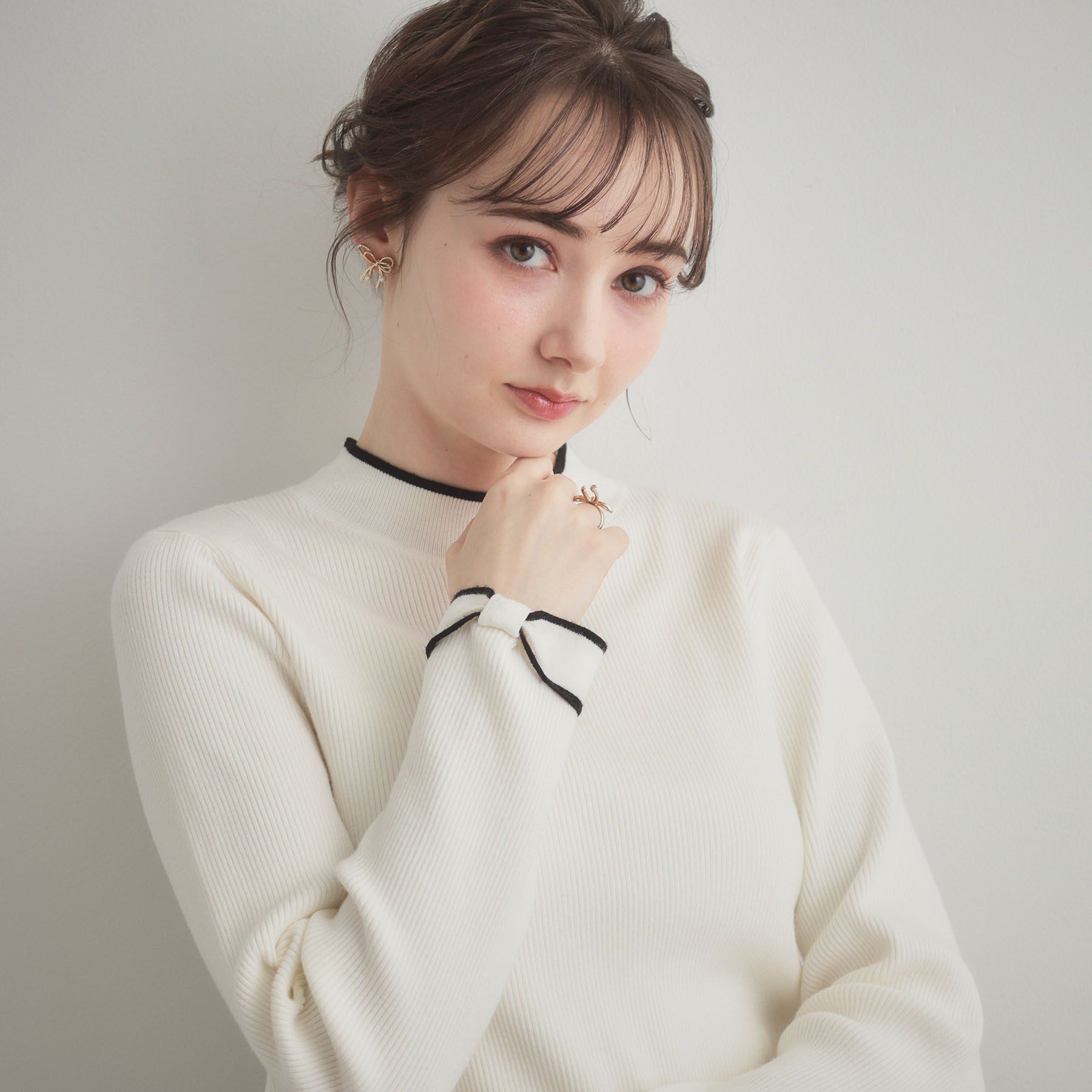 Couture broach「【着映え】袖リボン リブニット」|ニット・セーター|