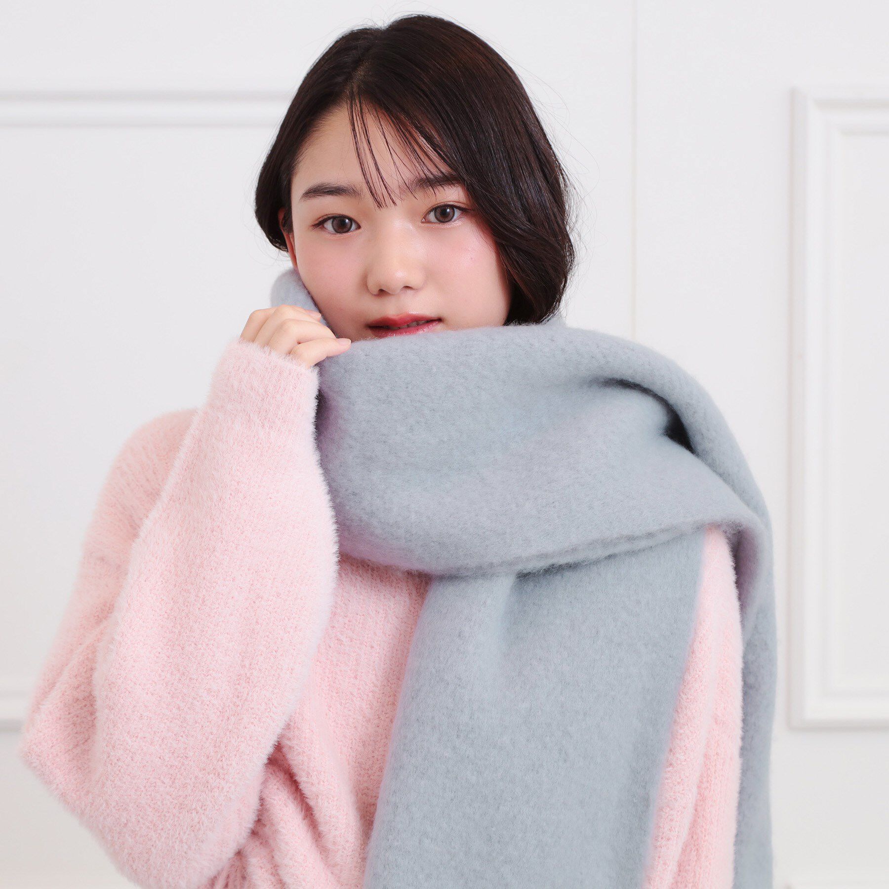 PINK-latte「ボリュームフリンジストール」|マフラー|