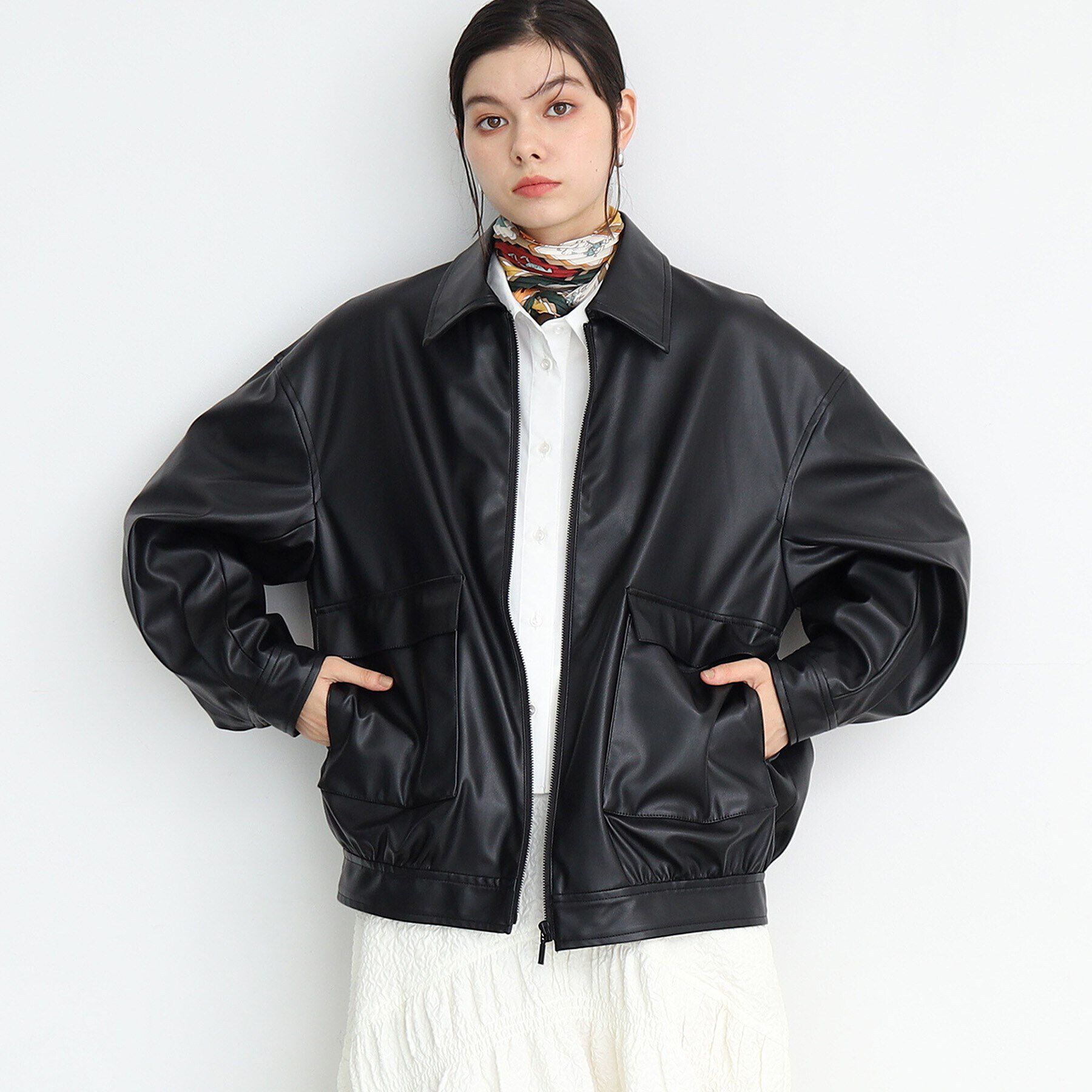 THE SHOP TK「【環境にやさしい】合皮BIGブルゾン」|ブルゾン・スタジャン|