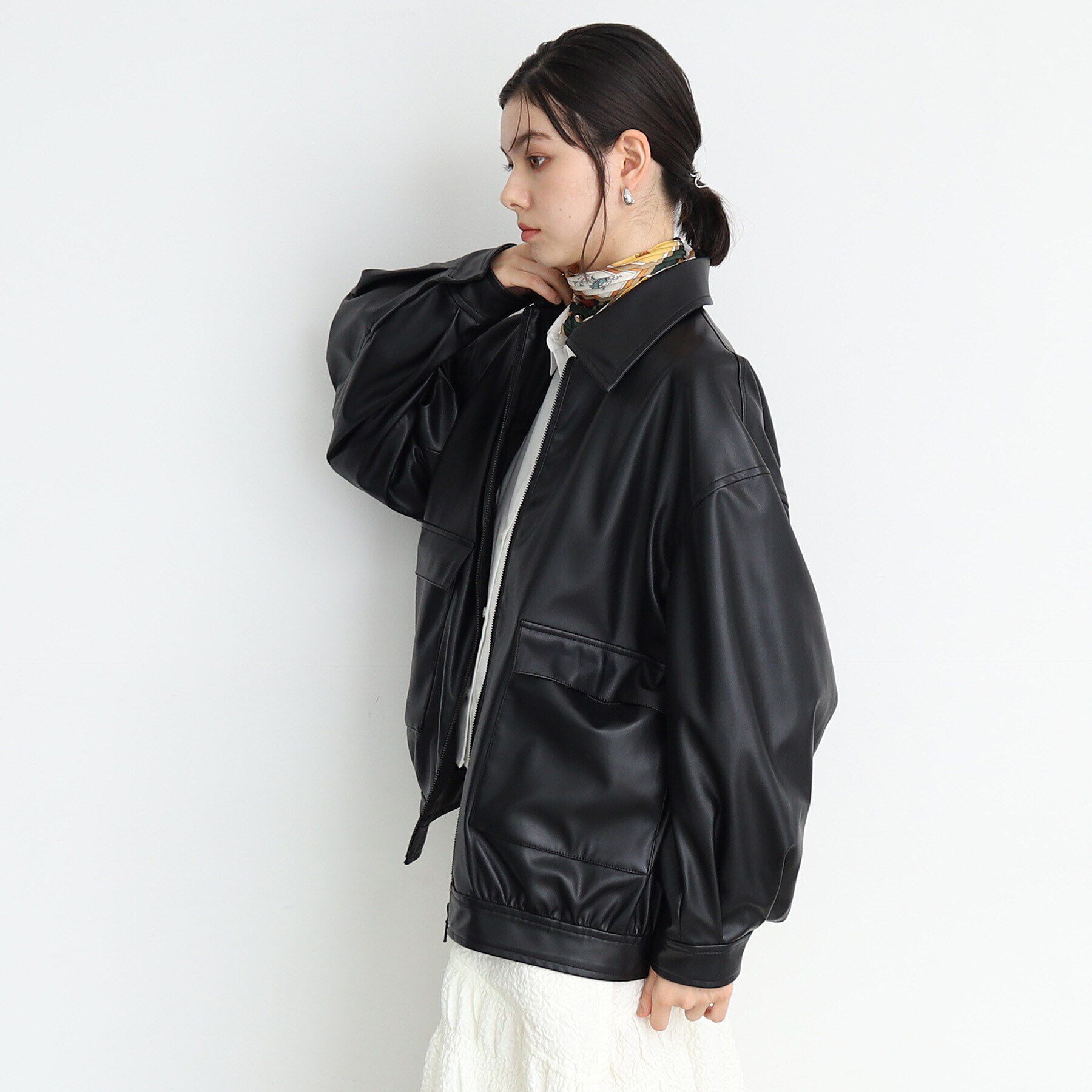 THE SHOP TK「【環境にやさしい】合皮BIGブルゾン」|ブルゾン・スタジャン|