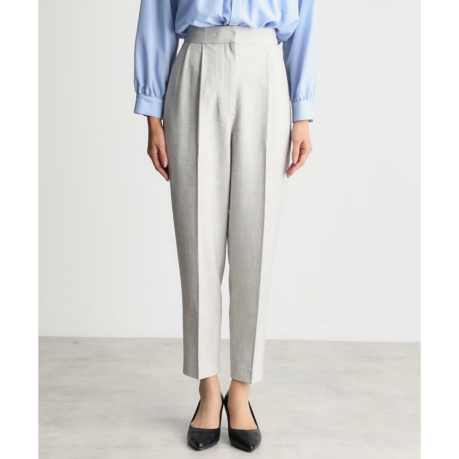 THE SHOP TK「【ONOFF活躍/セレモニー/通勤】杢調カルゼテーパードパンツ/洗える」|その他|