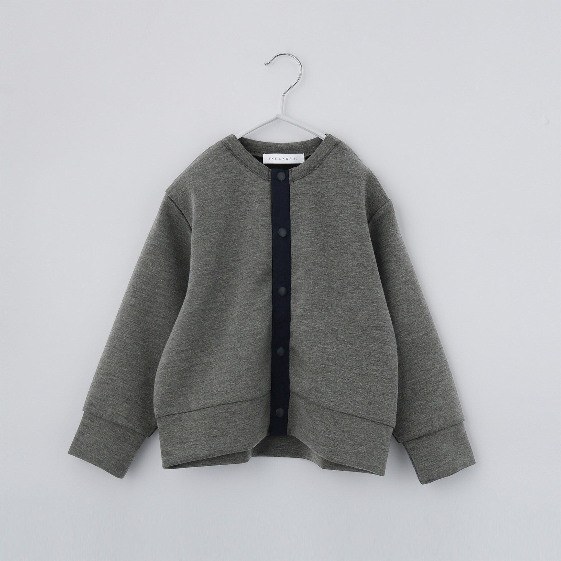 THE SHOP TK「【110-160】ダンボールスナップカーディガン/セットアップ可・洗濯機OK」|カーディガン|グレー(012)