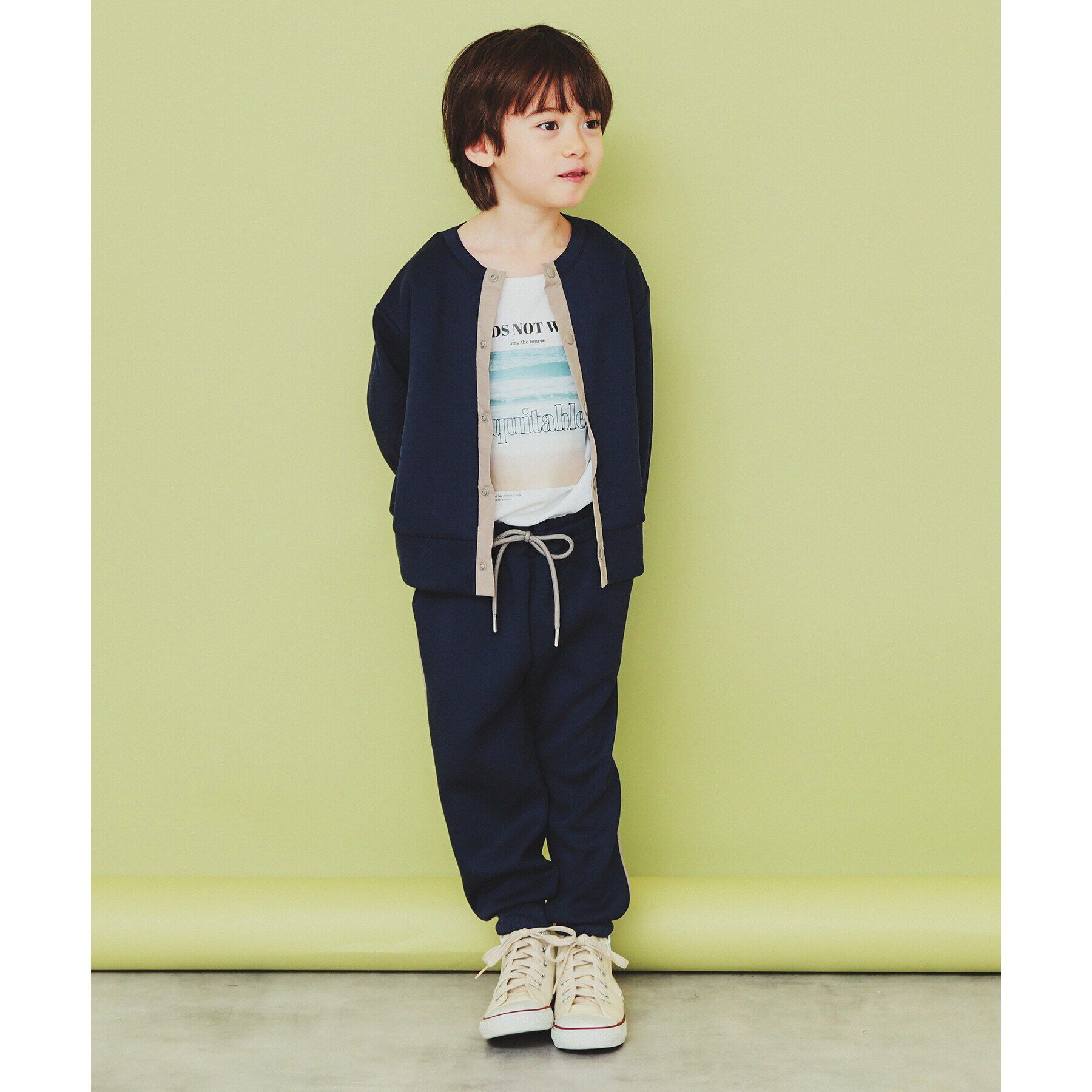 THE SHOP TK「【110-160】ダンボールスナップカーディガン/セットアップ可・洗濯機OK」|カーディガン|