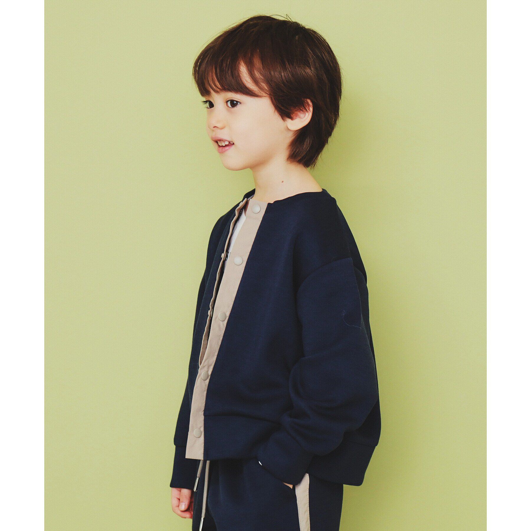 THE SHOP TK「【110-160】ダンボールスナップカーディガン/セットアップ可・洗濯機OK」|カーディガン|