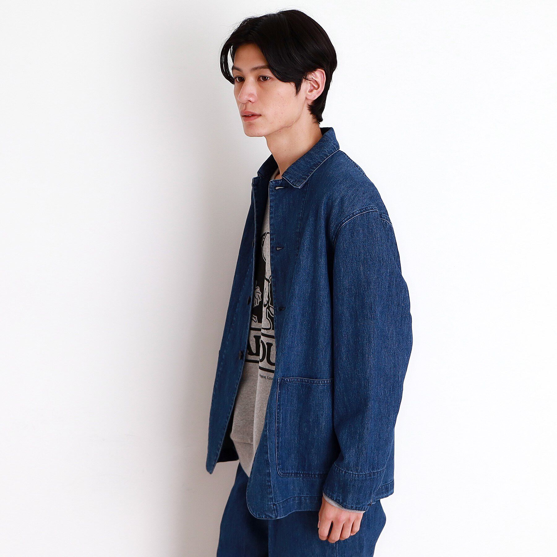 THE SHOP TK「綿麻デニムカバーオール　セットアップ可」|ブルゾン・スタジャン|