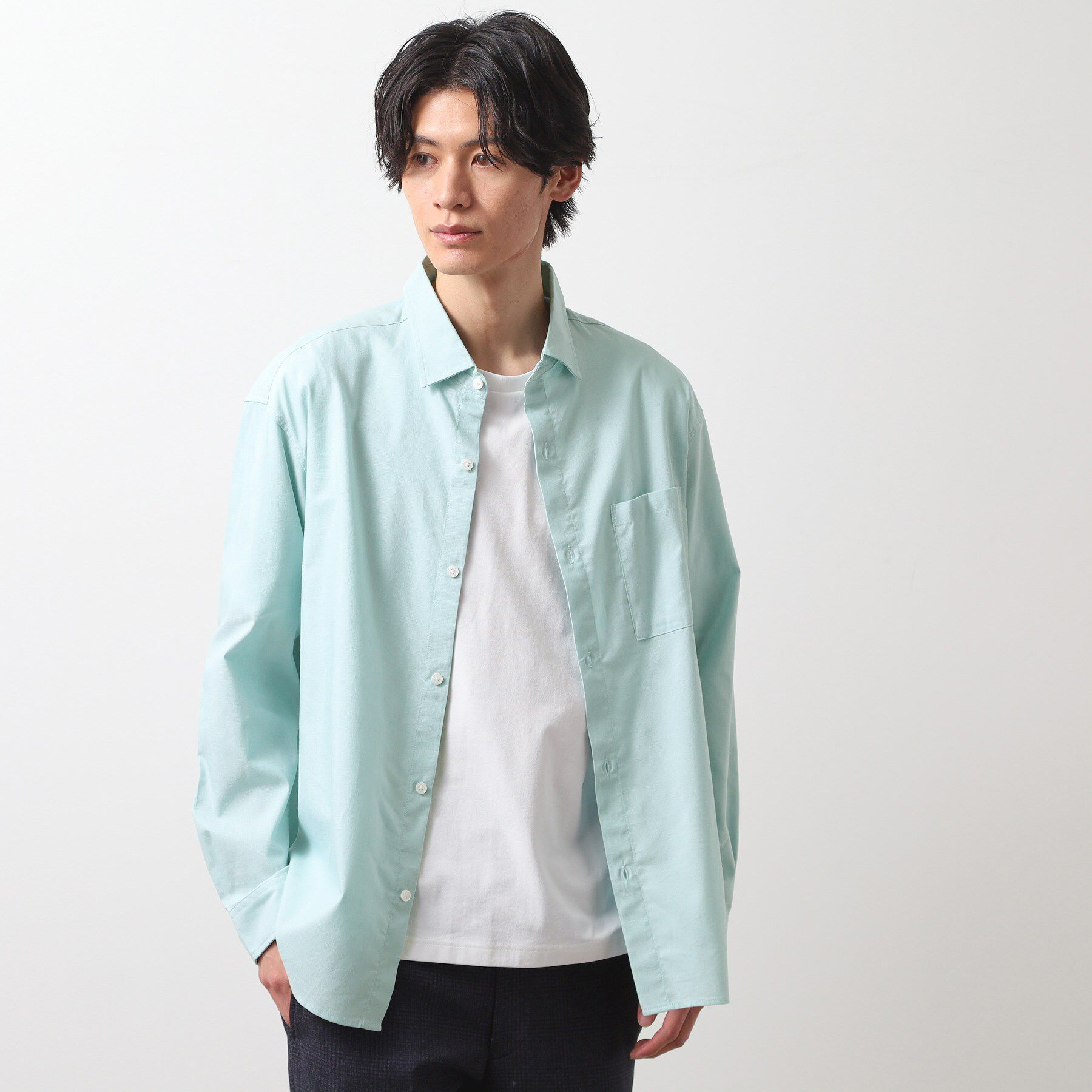 THE SHOP TK「綿麻ポリCOOLMAX（R）長袖シャツ」|シャツ・ブラウス|