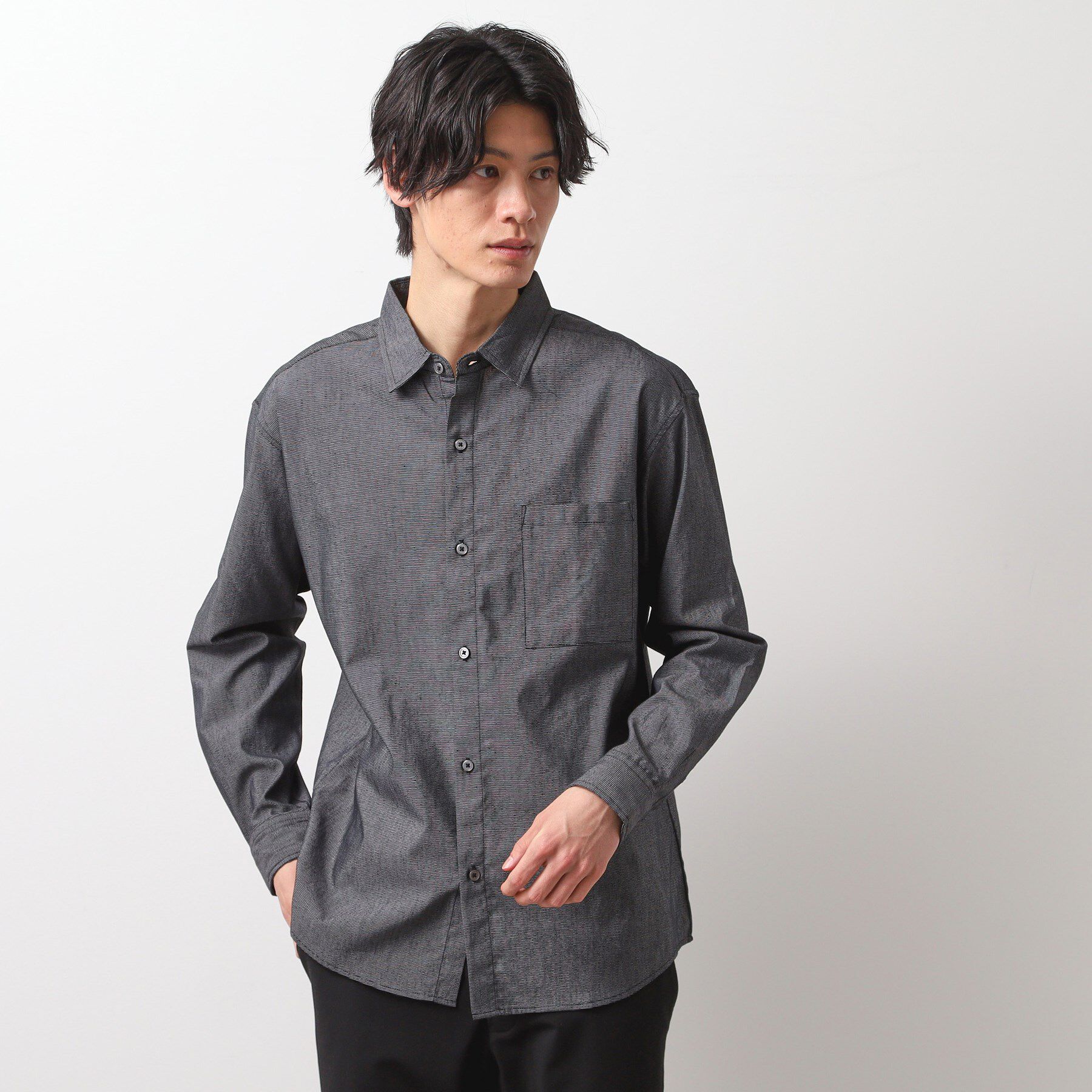 THE SHOP TK「綿麻ポリCOOLMAX（R）長袖シャツ」|シャツ・ブラウス|