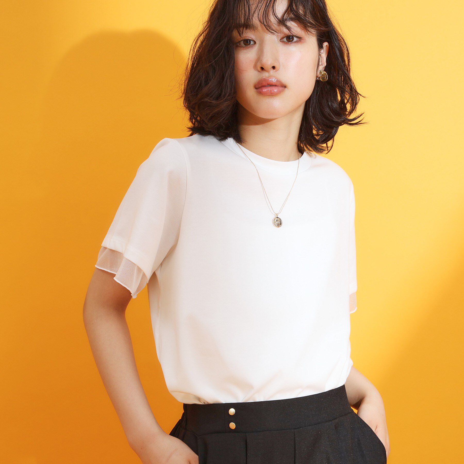 THE SHOP TK「【再入荷】袖シアーTシャツ【接触冷感/UV/洗濯機OK】」|Tシャツ・カットソー|