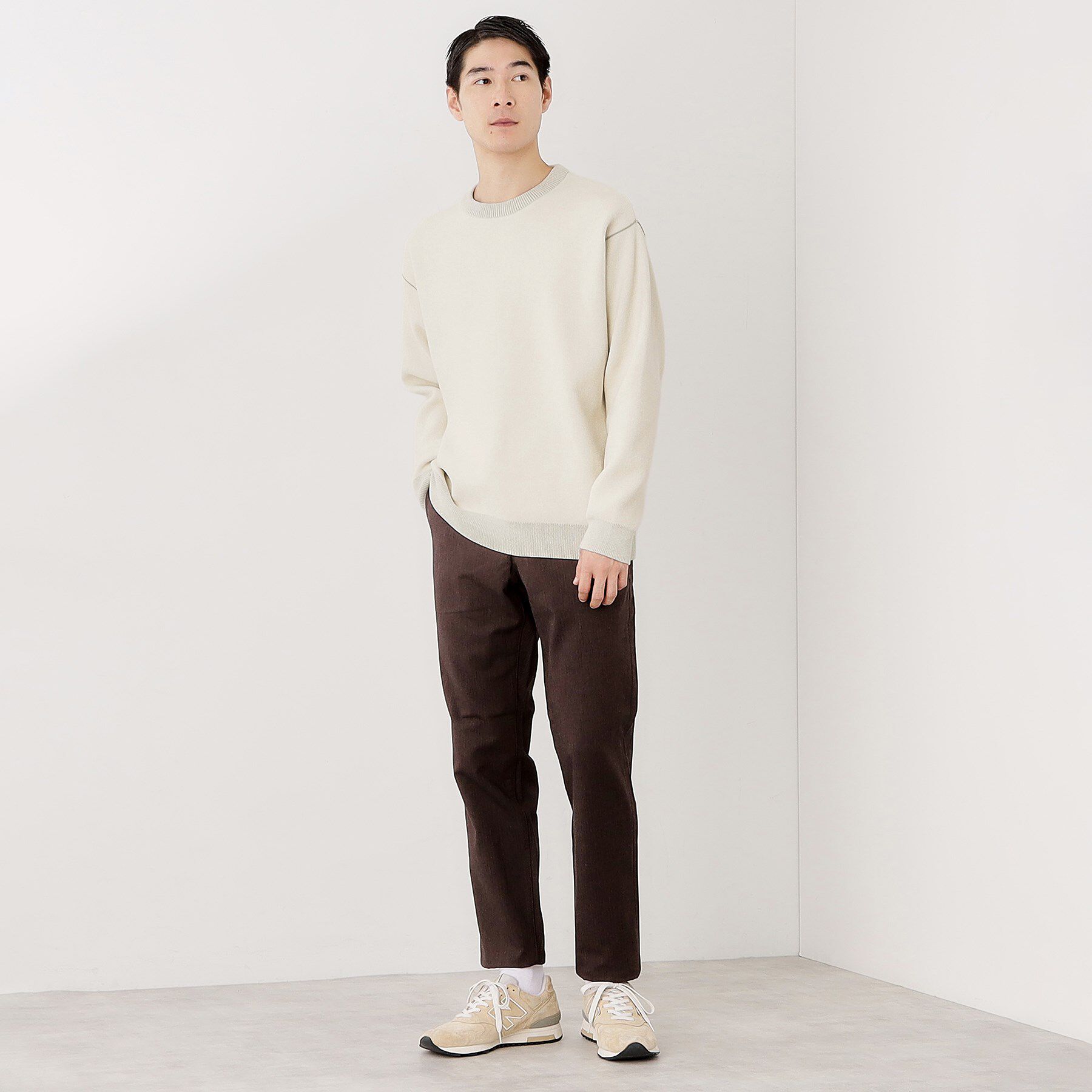 THE SHOP TK「【包み込まれるような柔らかさ】配色モールニット 洗濯機OK」|ニット・セーター|