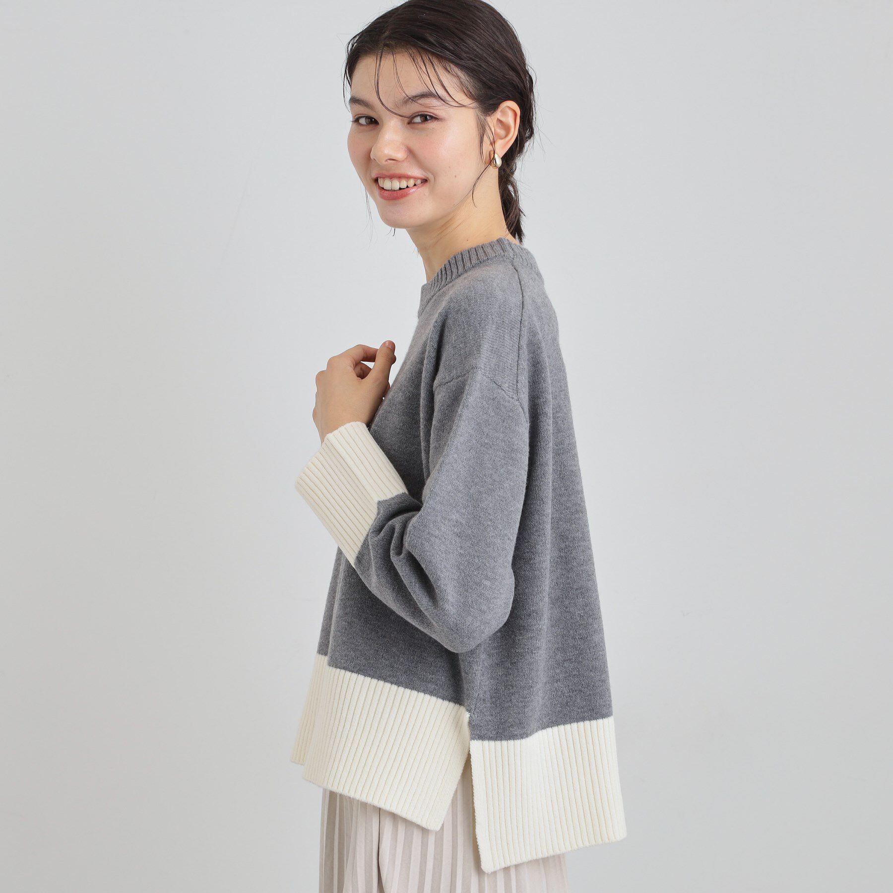 THE SHOP TK「インしないで着られる カラーブロックニット」|ニット・セーター|