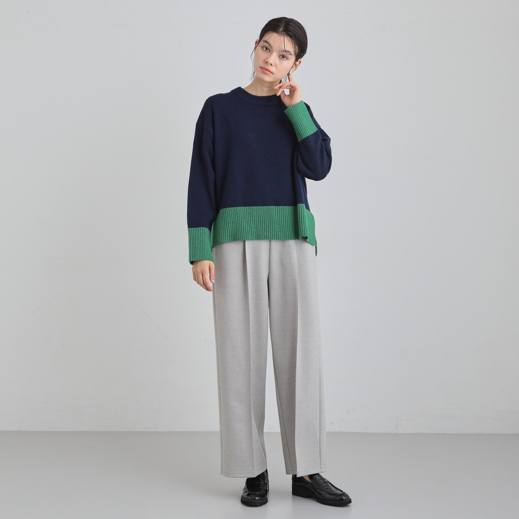 THE SHOP TK「インしないで着られる カラーブロックニット」|ニット・セーター|