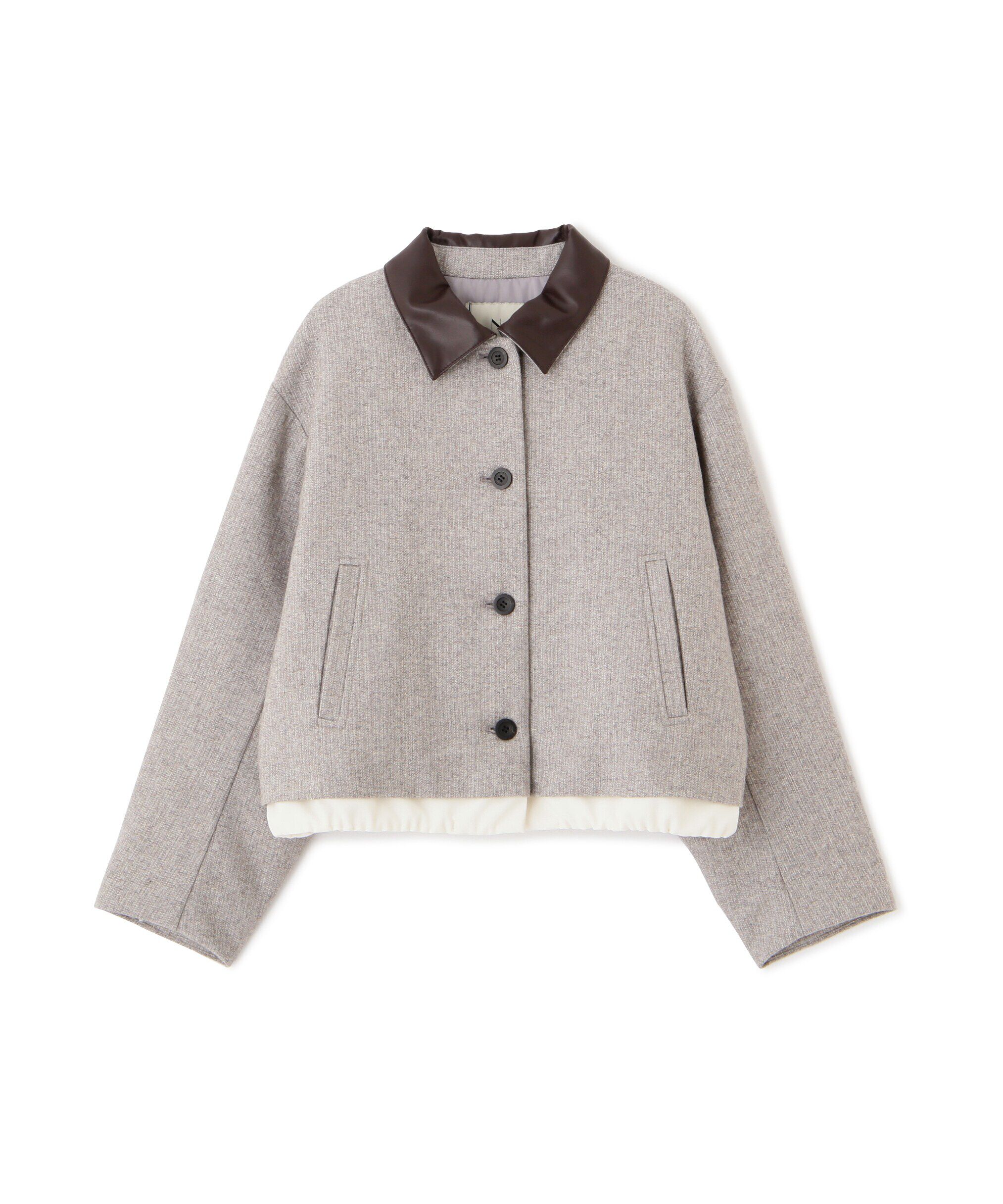  「フェイクレザーカラーパテッドジャケット」|ブルゾン・スタジャン|