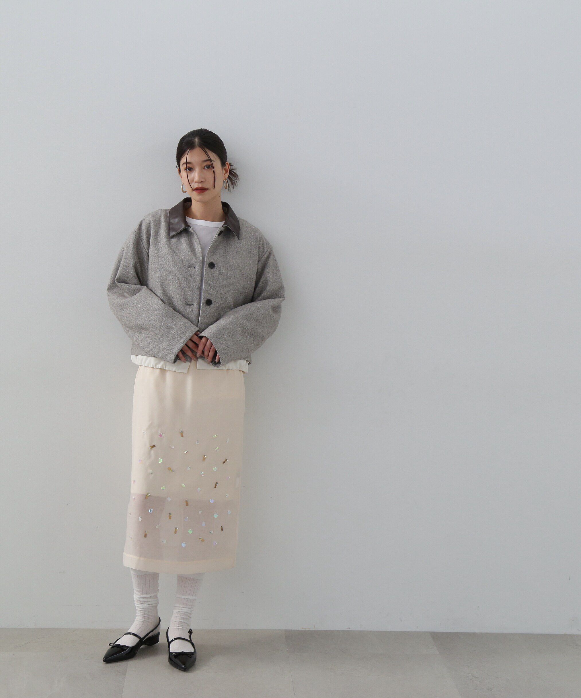  「フェイクレザーカラーパテッドジャケット」|ブルゾン・スタジャン|