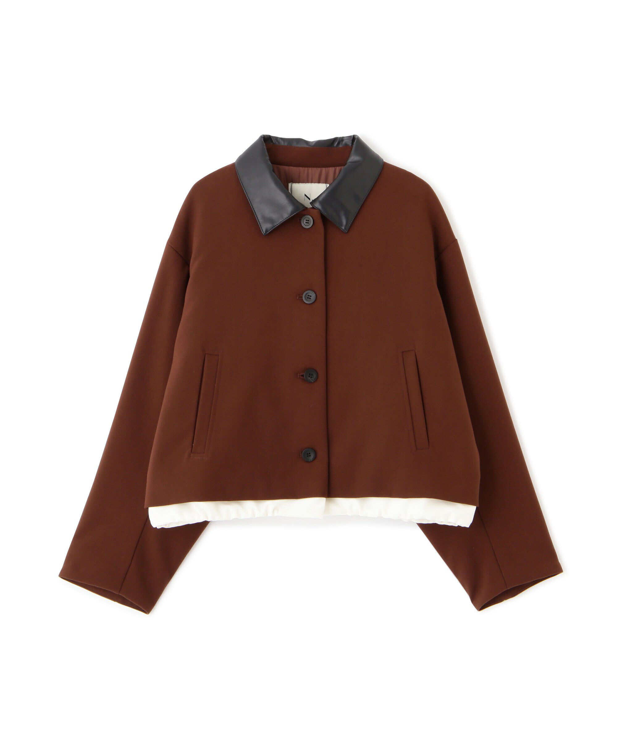  「フェイクレザーカラーパテッドジャケット」|ブルゾン・スタジャン|