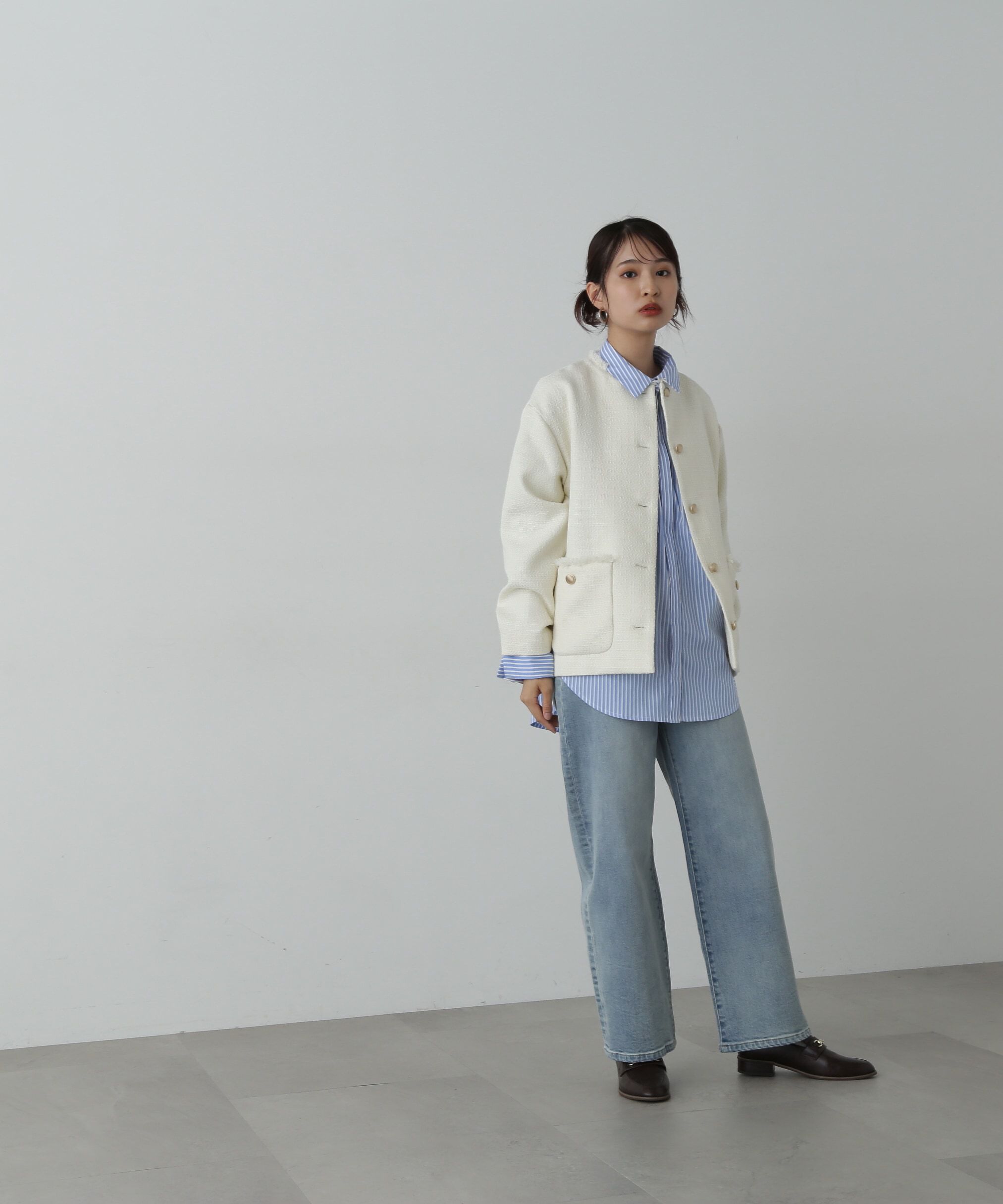  「ノーカラーツイードブルゾン《WEB限定商品》《S Size Line》 」|ブルゾン・スタジャン|