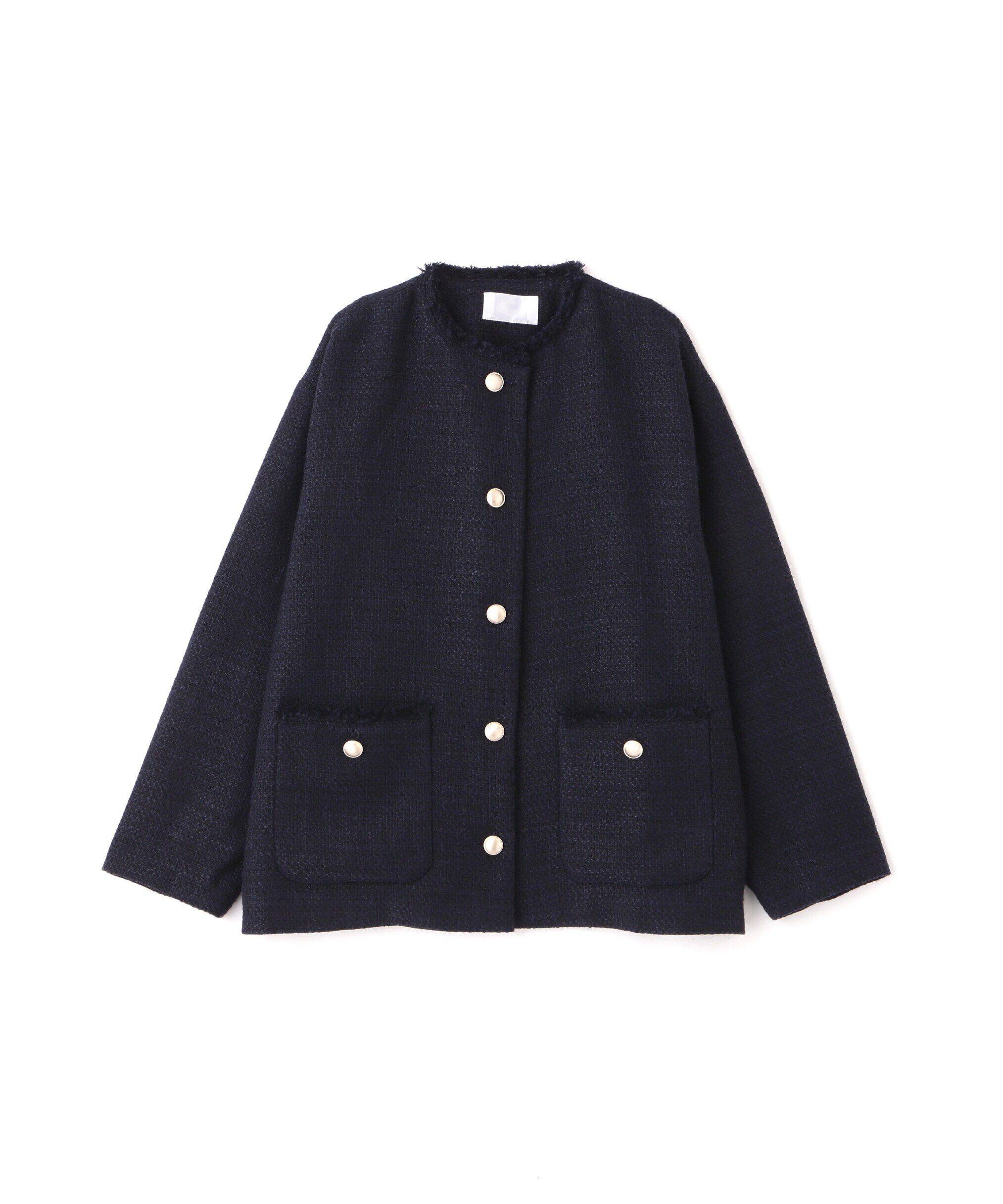  「ノーカラーツイードブルゾン《WEB限定商品》《S Size Line》 」|ブルゾン・スタジャン|