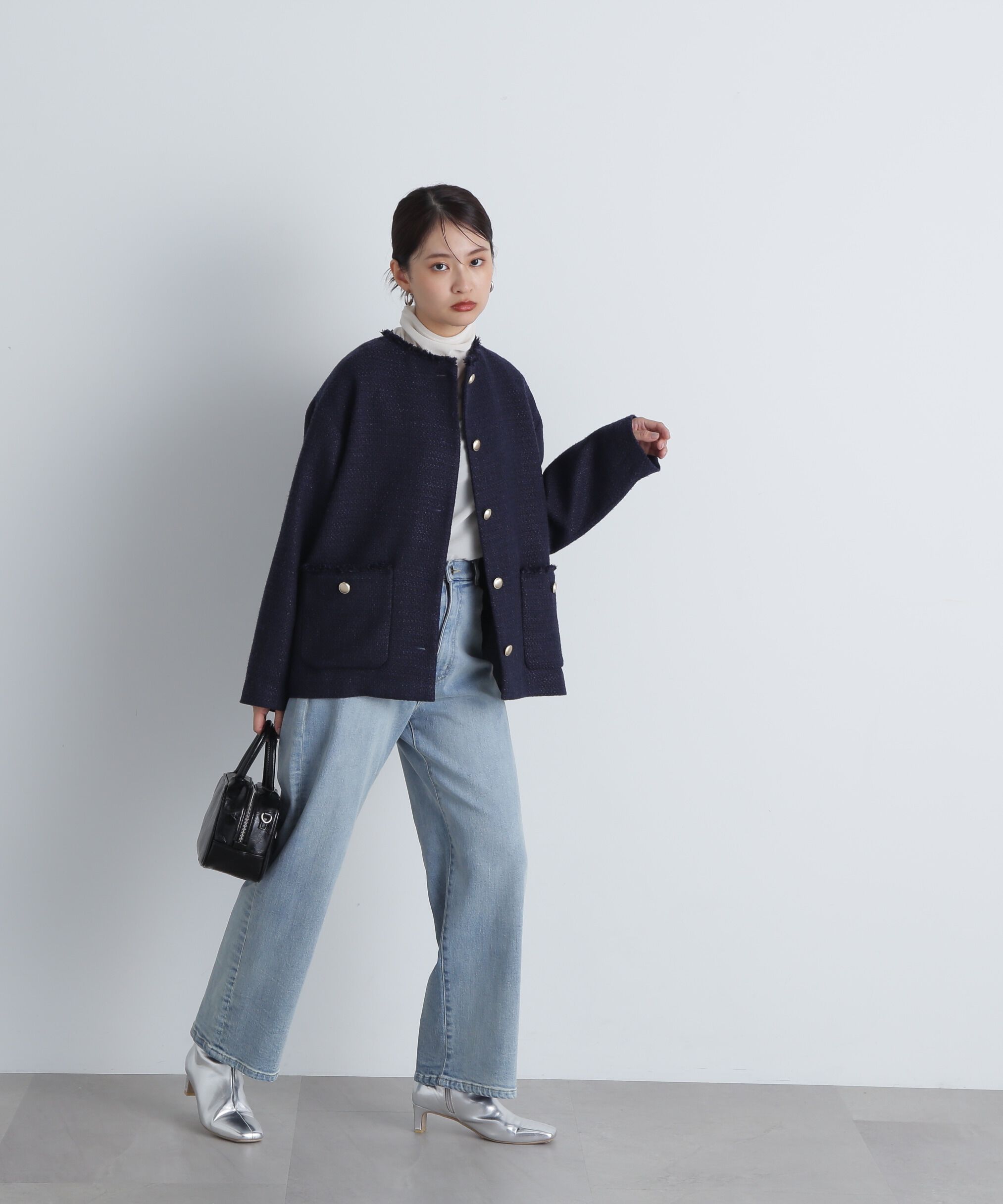  「ノーカラーツイードブルゾン《WEB限定商品》《S Size Line》 」|ブルゾン・スタジャン|