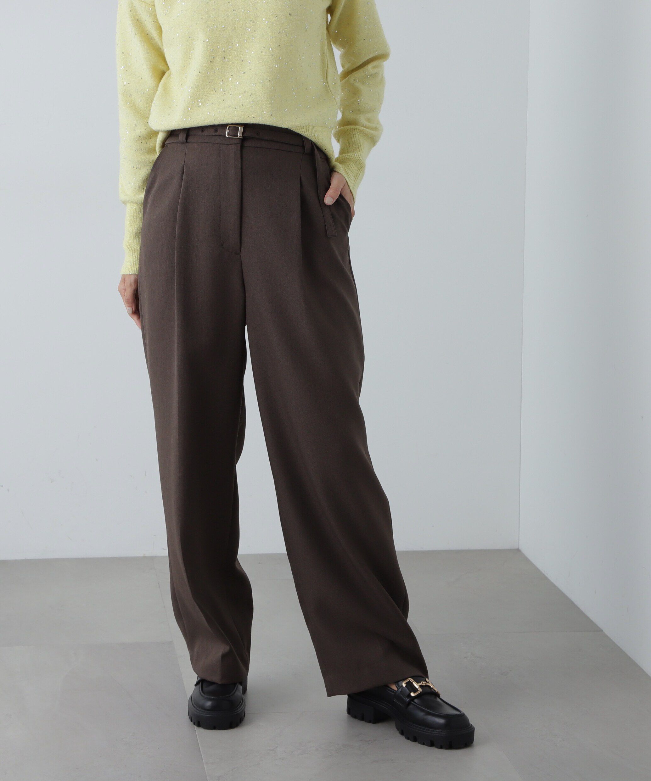  「センタープレスベルト付ワイドパンツ」|その他|