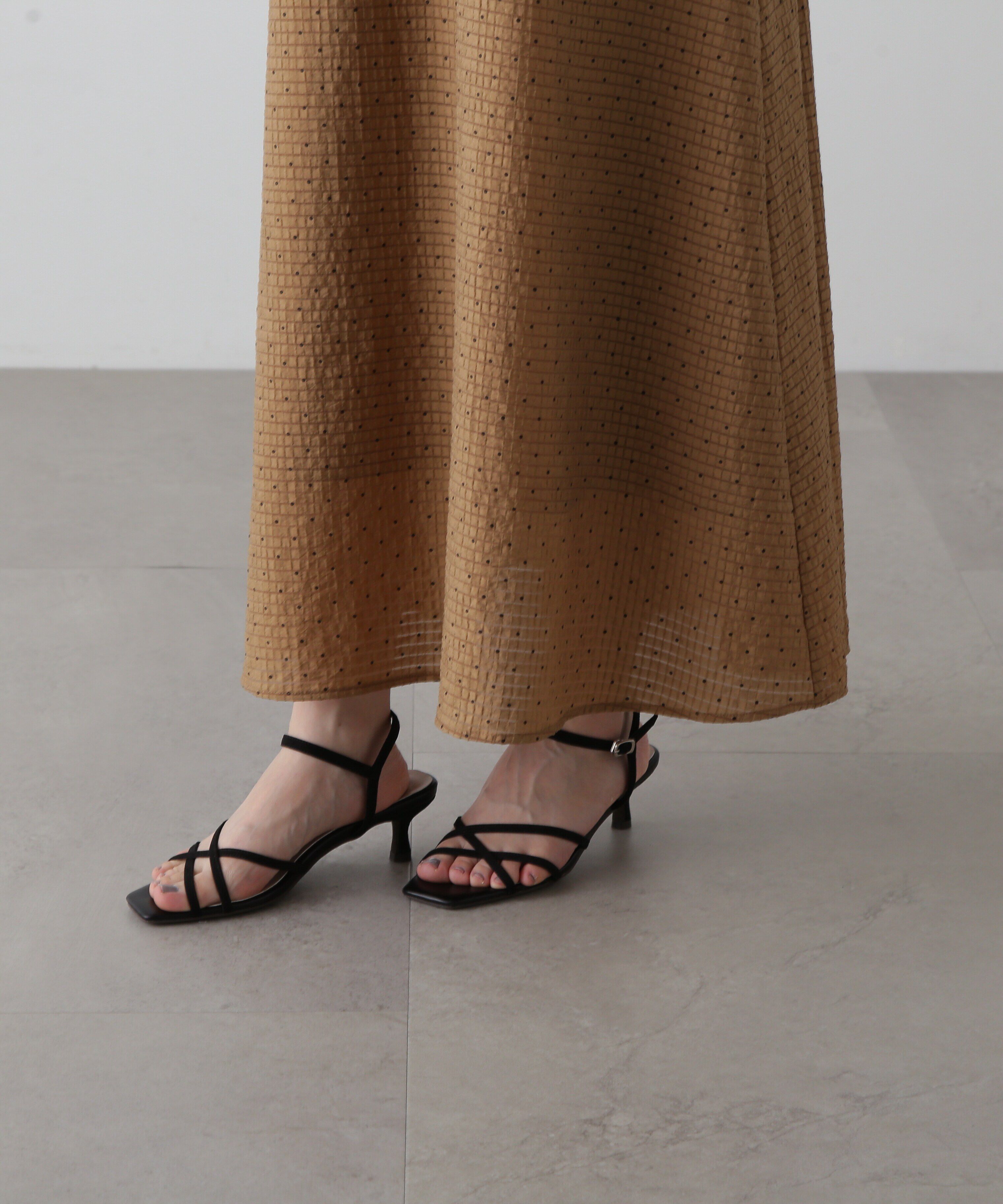  「透かしドットボリュームスリーブワンピース」|ワンピース|