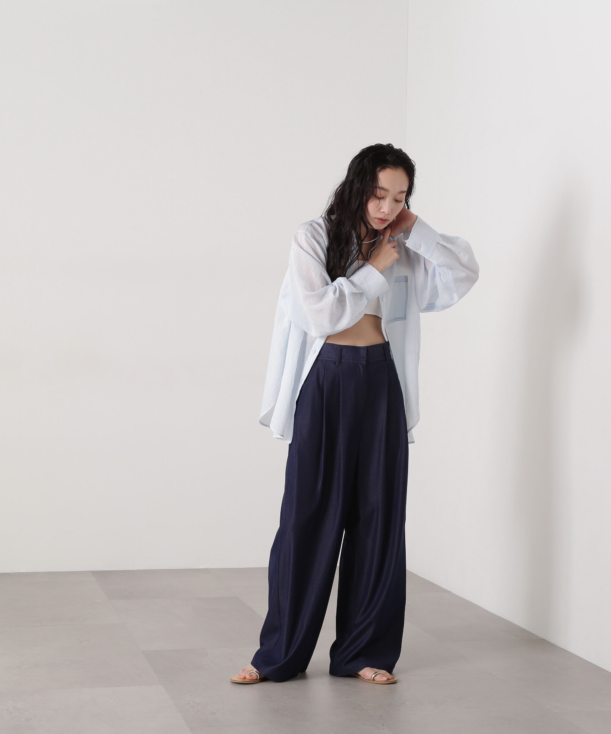  「デニムライクワイドタックパンツ」|その他|