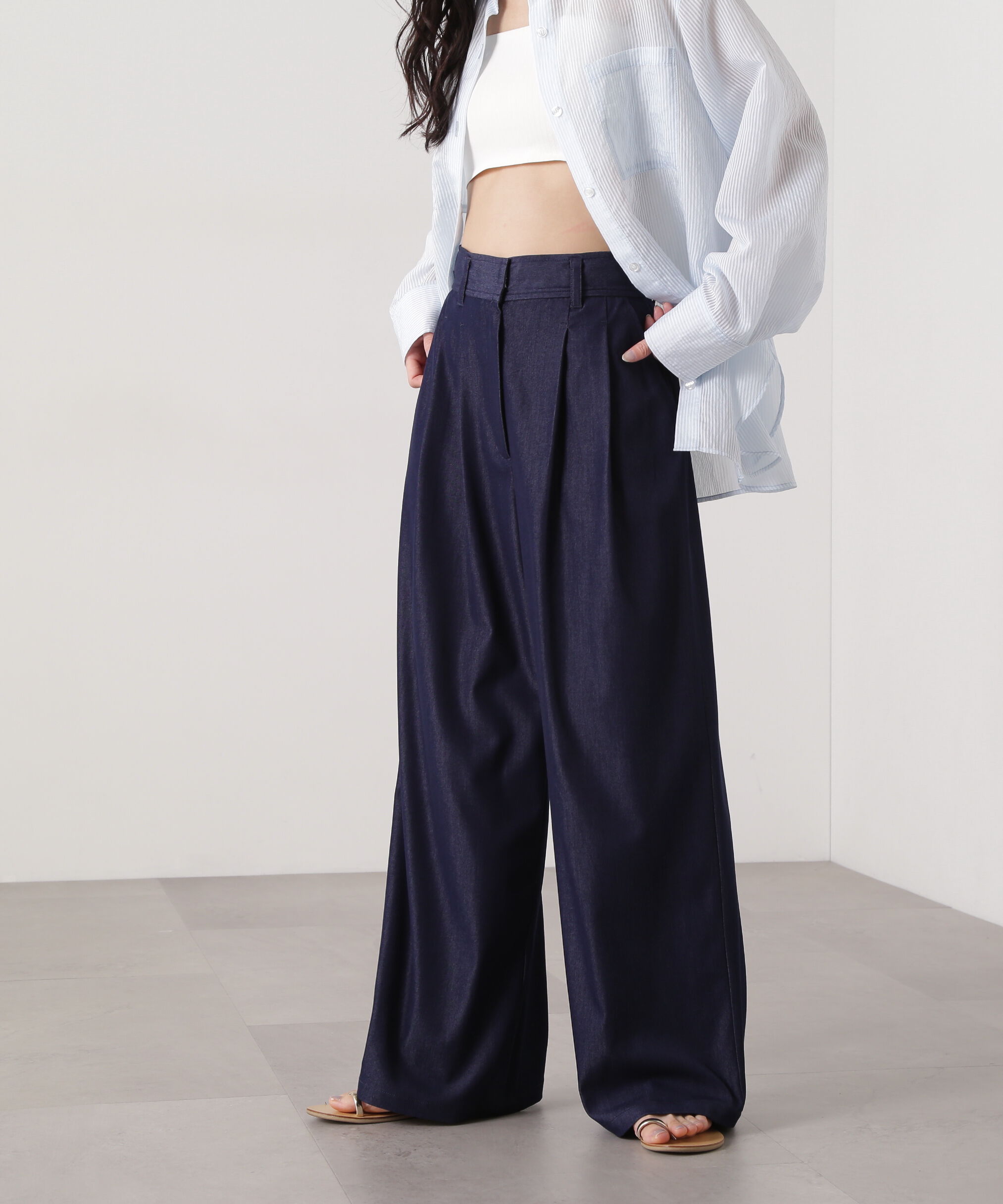  「デニムライクワイドタックパンツ」|その他|
