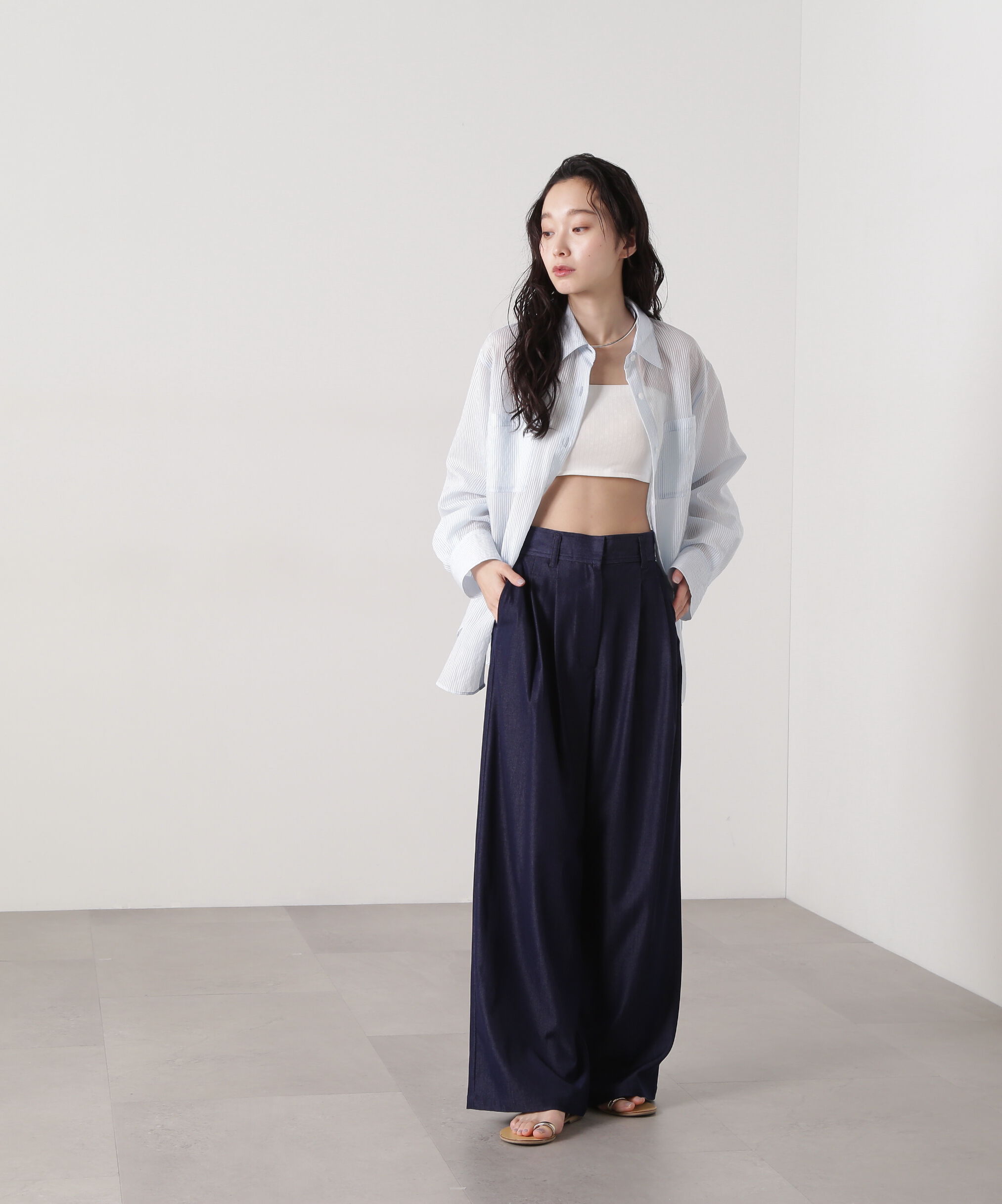  「デニムライクワイドタックパンツ」|その他|