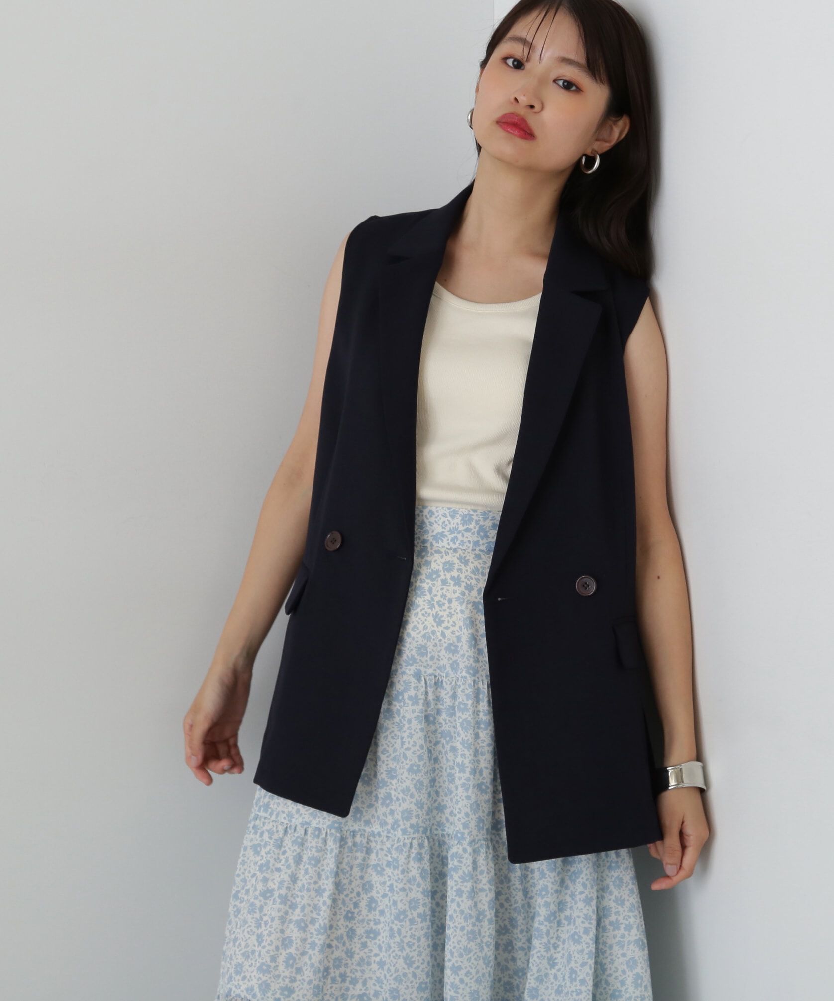  「テーラードダブルジレ」|ブルゾン・スタジャン|ネイビー