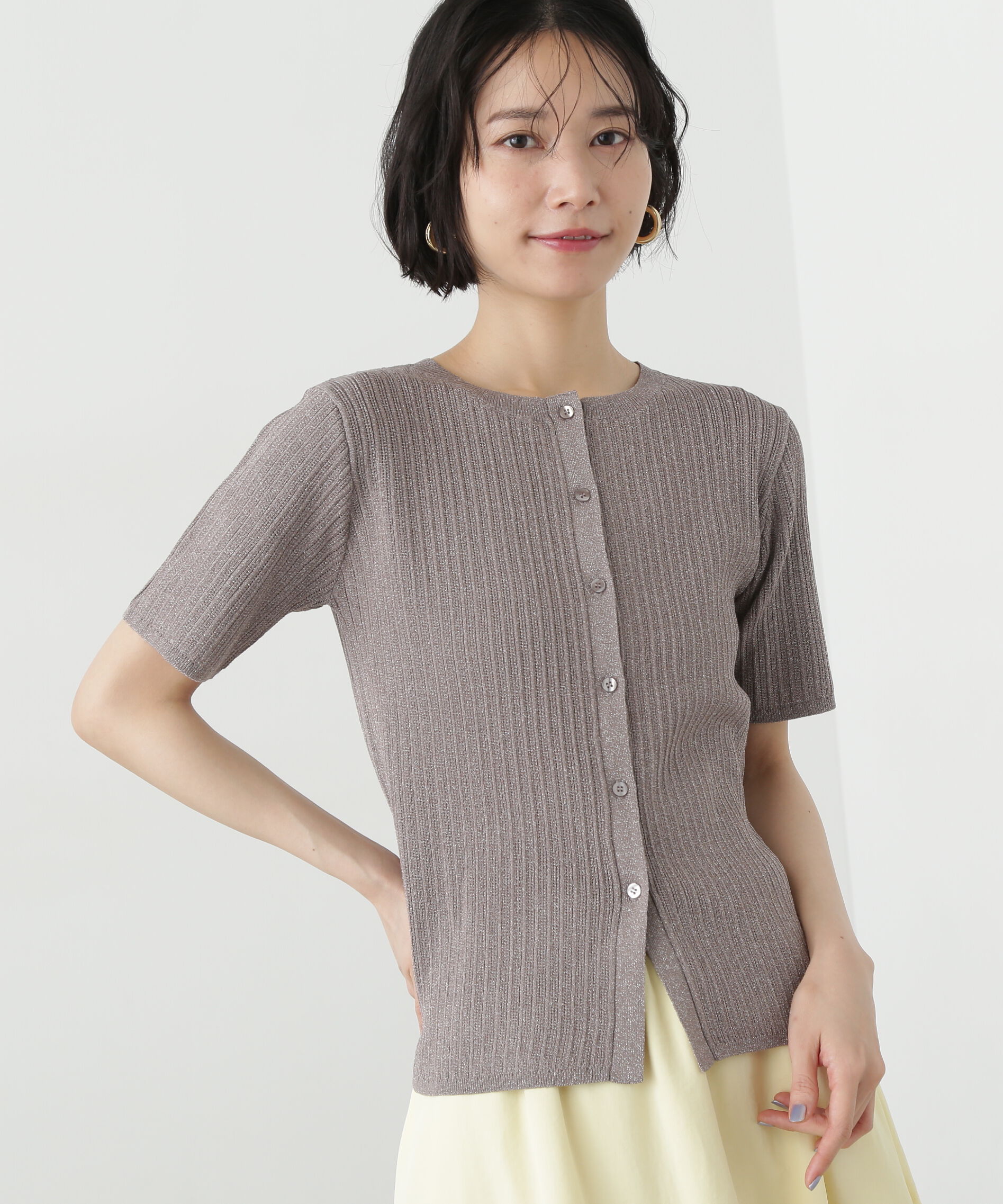  「アイレット柄ラメカーディガン」|ニット・セーター|