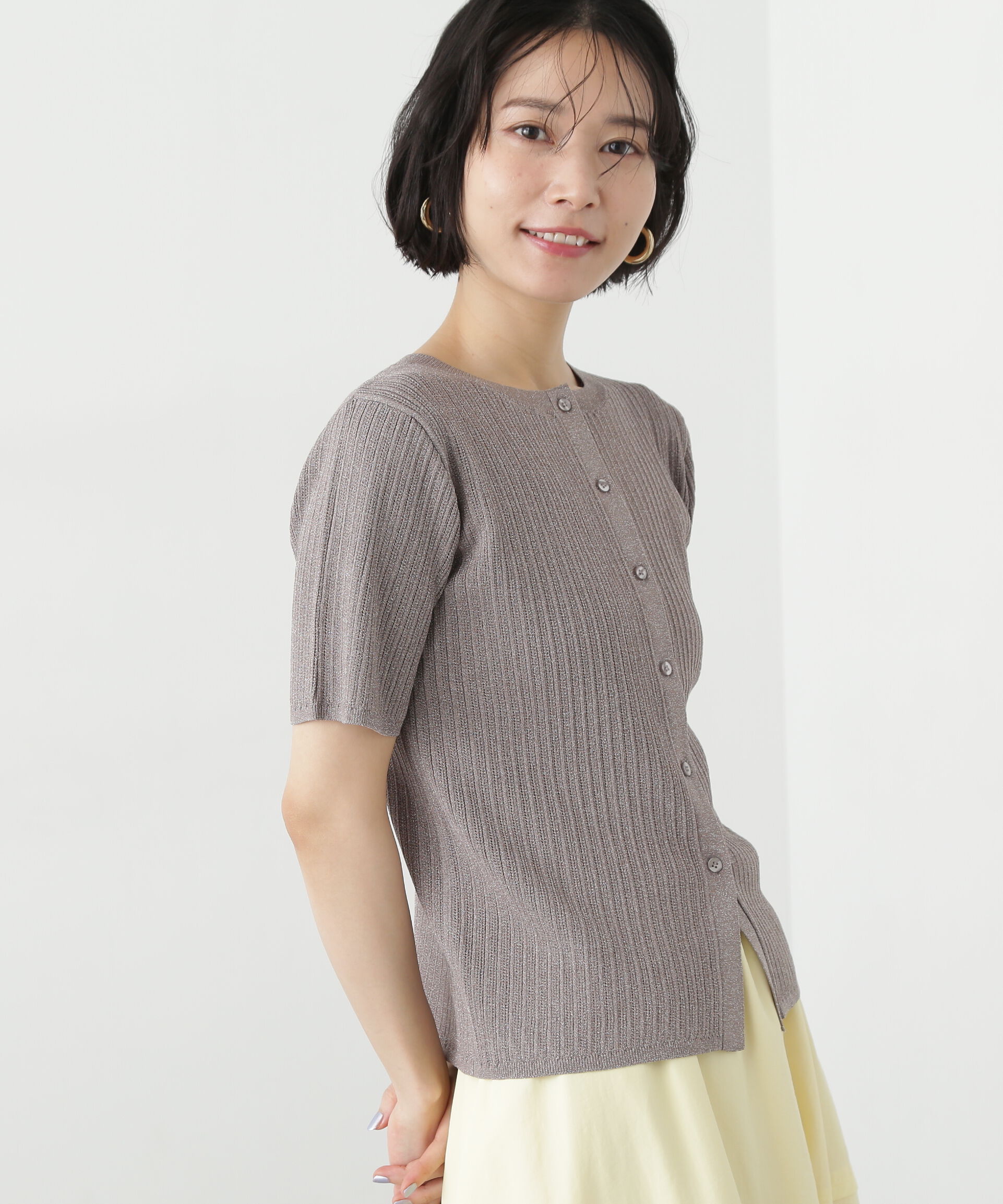  「アイレット柄ラメカーディガン」|ニット・セーター|