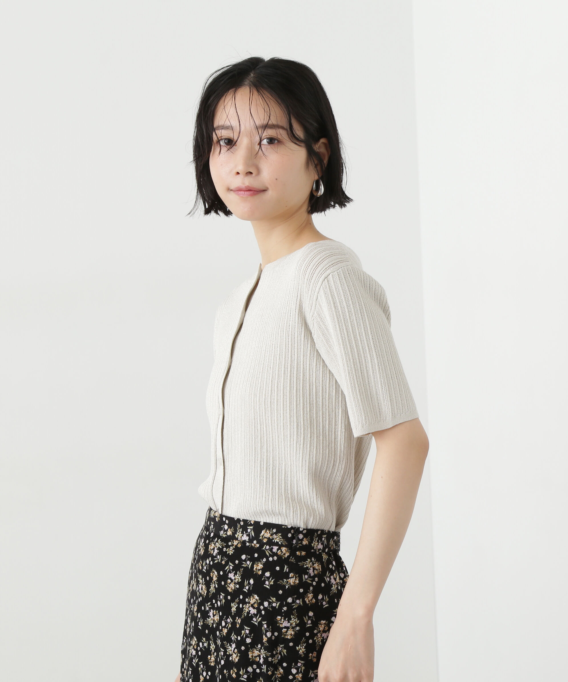  「アイレット柄ラメカーディガン」|ニット・セーター|