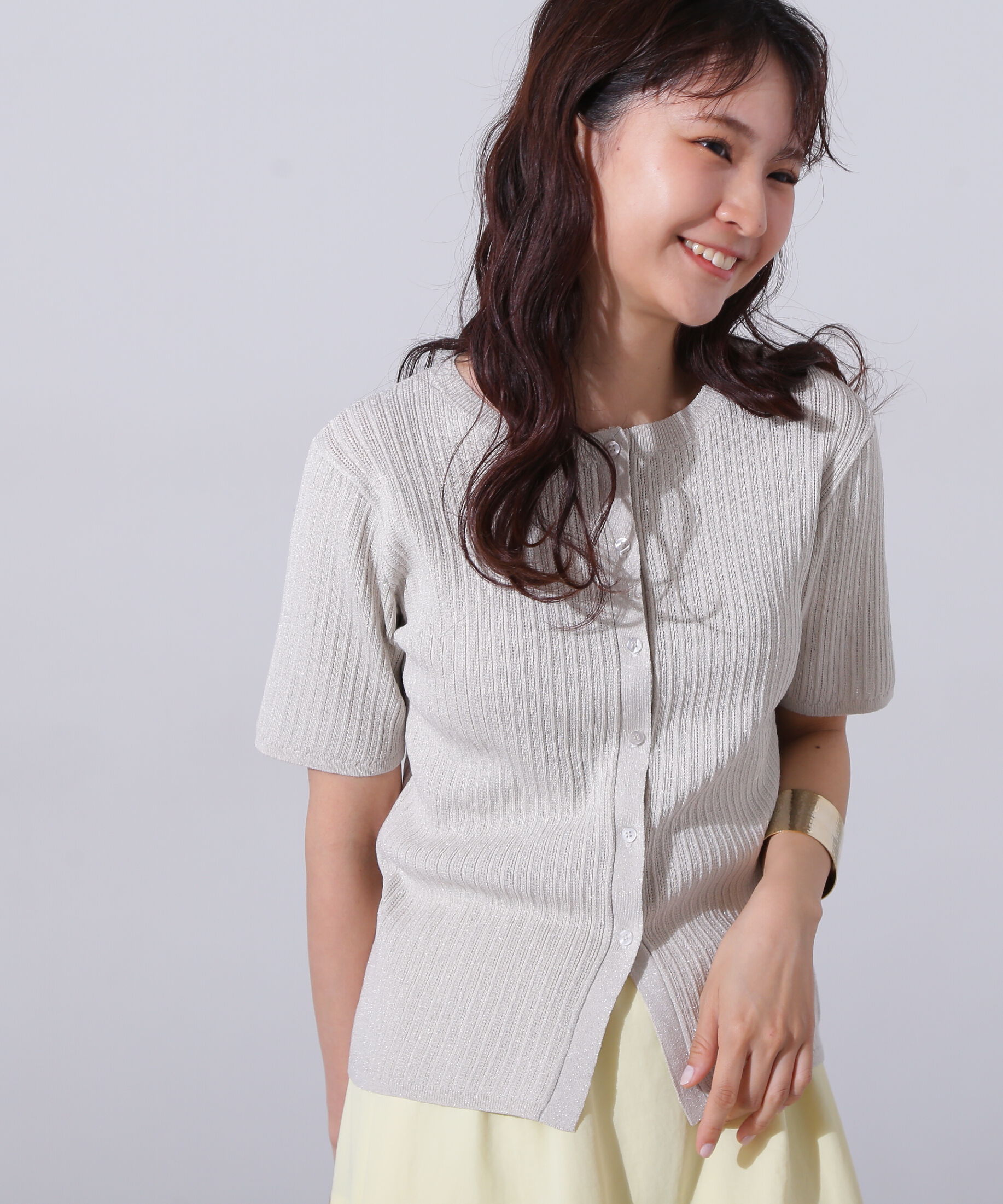  「アイレット柄ラメカーディガン」|ニット・セーター|