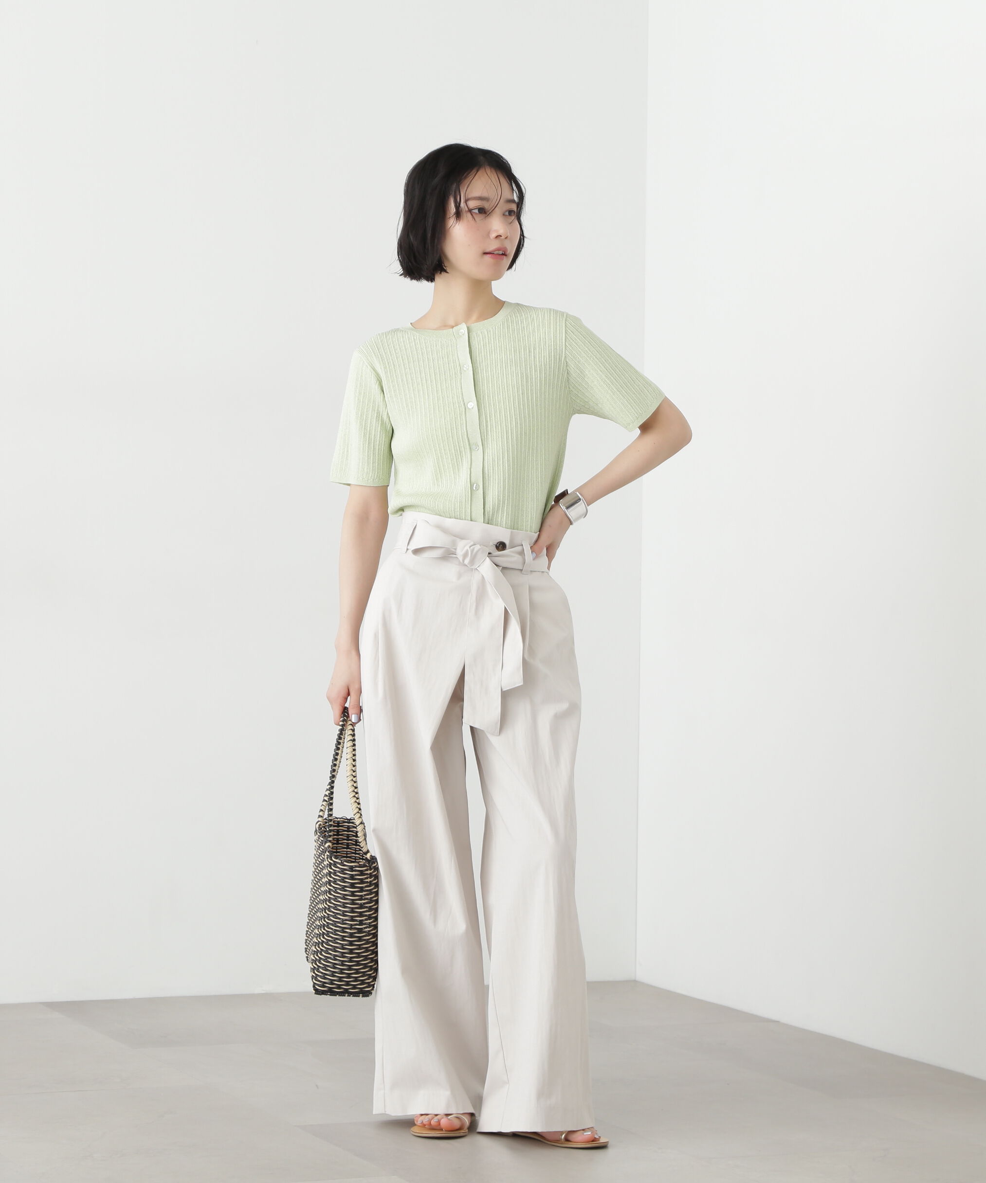  「アイレット柄ラメカーディガン」|ニット・セーター|