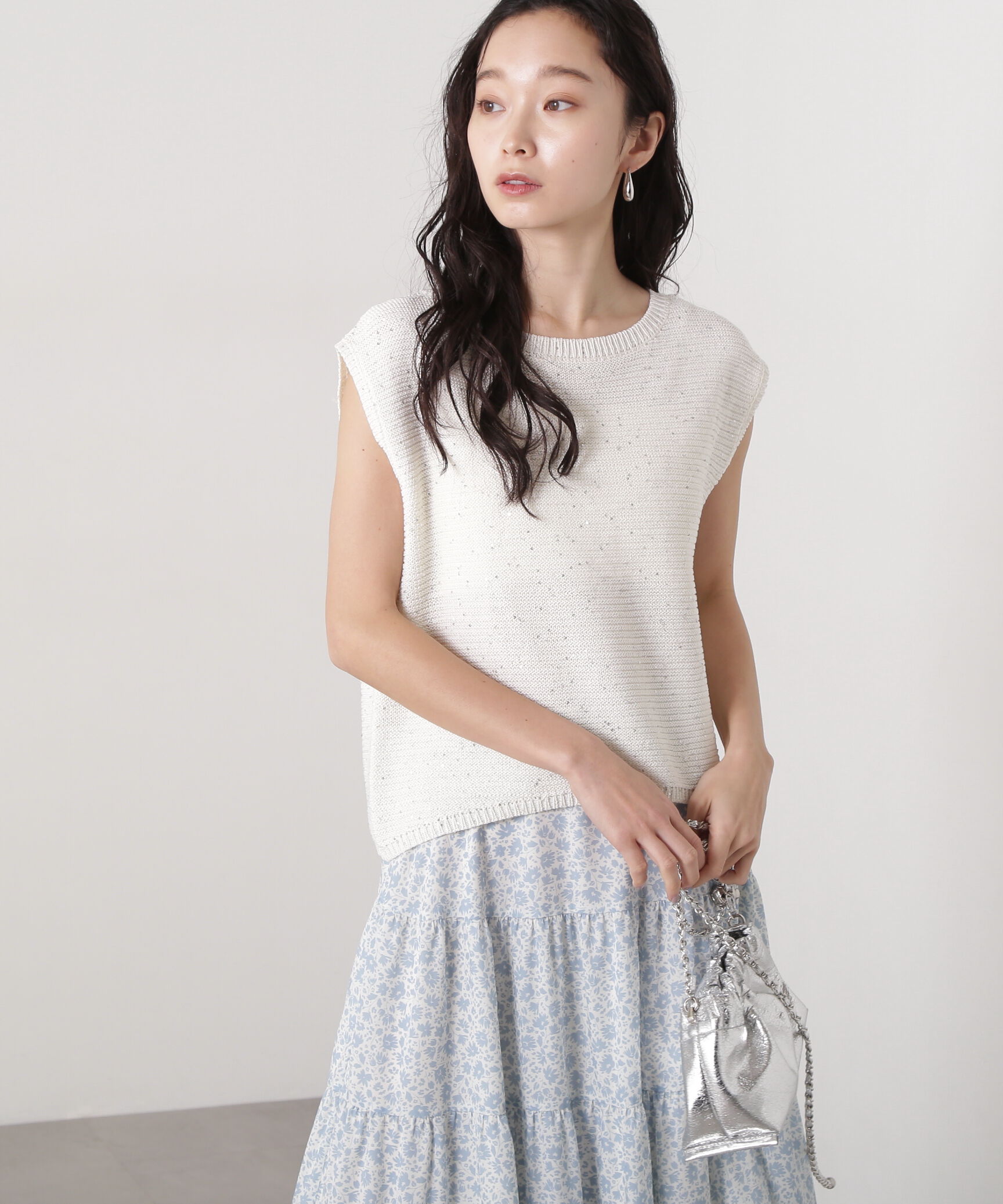  「スパンコールノースリーブニット」|ニット・セーター|オフ1