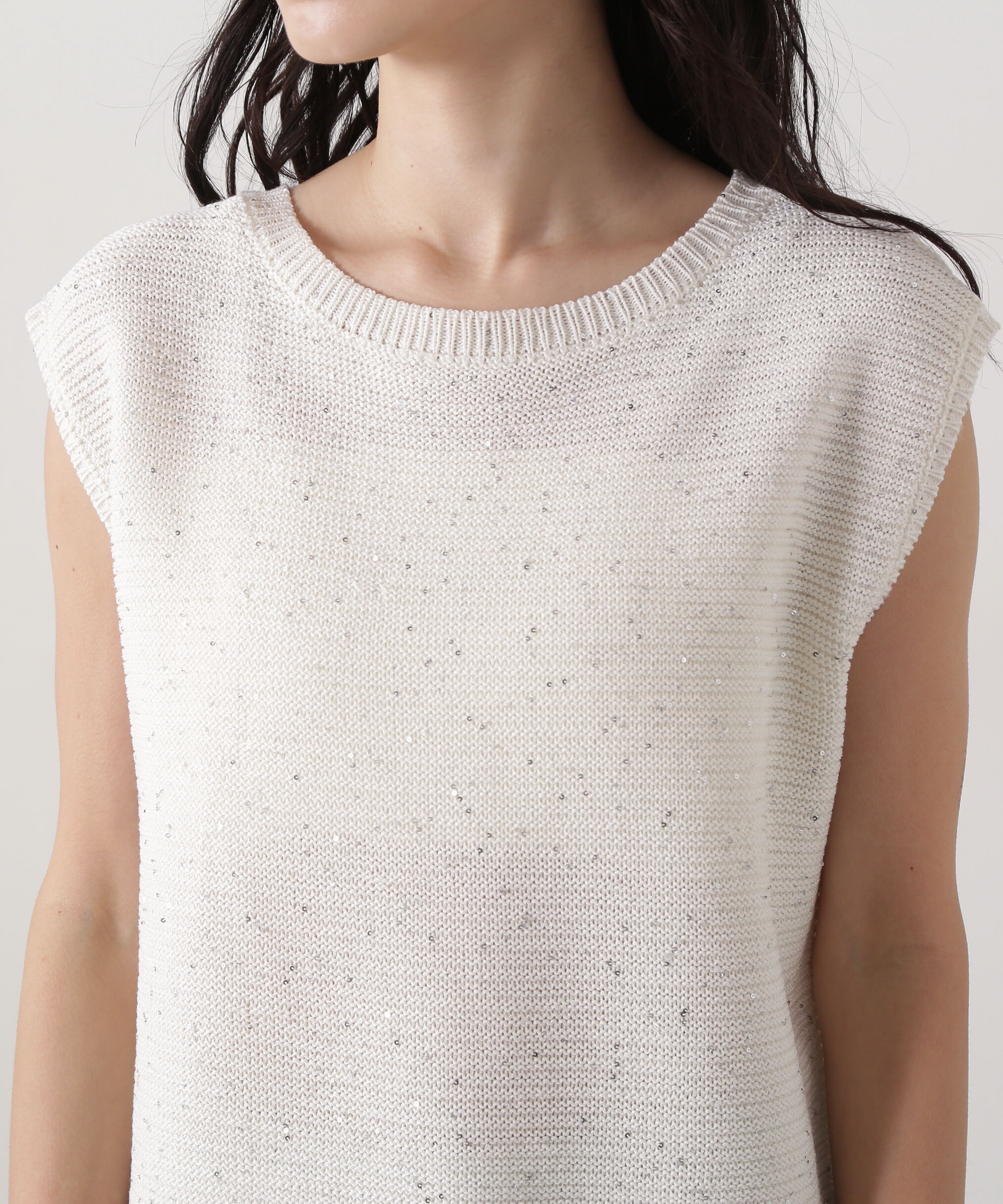  「スパンコールノースリーブニット」|ニット・セーター|