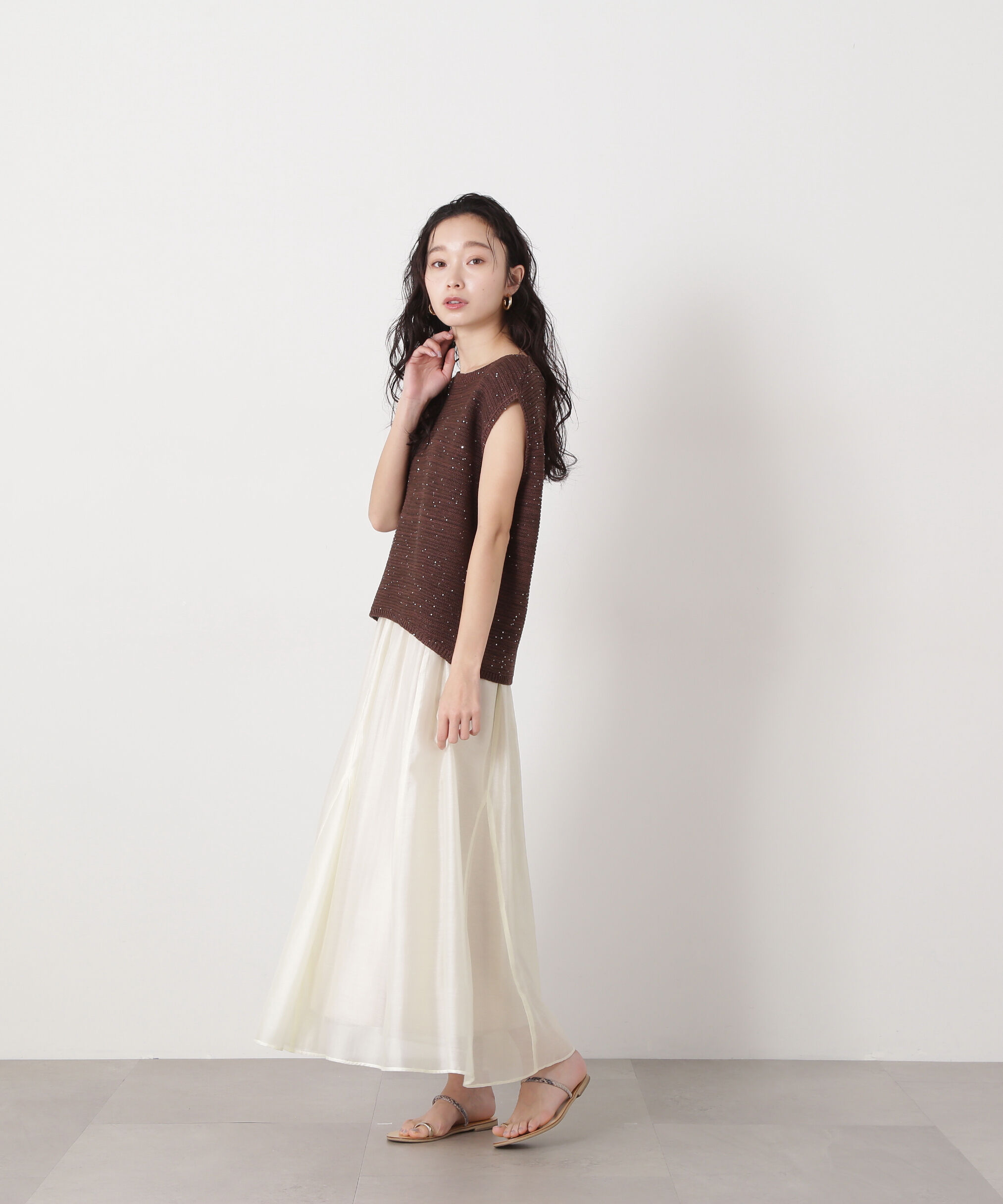  「スパンコールノースリーブニット」|ニット・セーター|