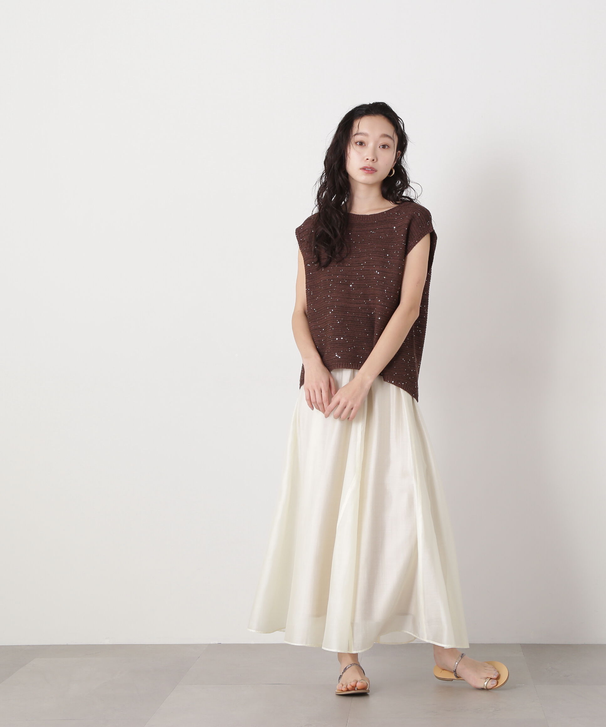  「スパンコールノースリーブニット」|ニット・セーター|