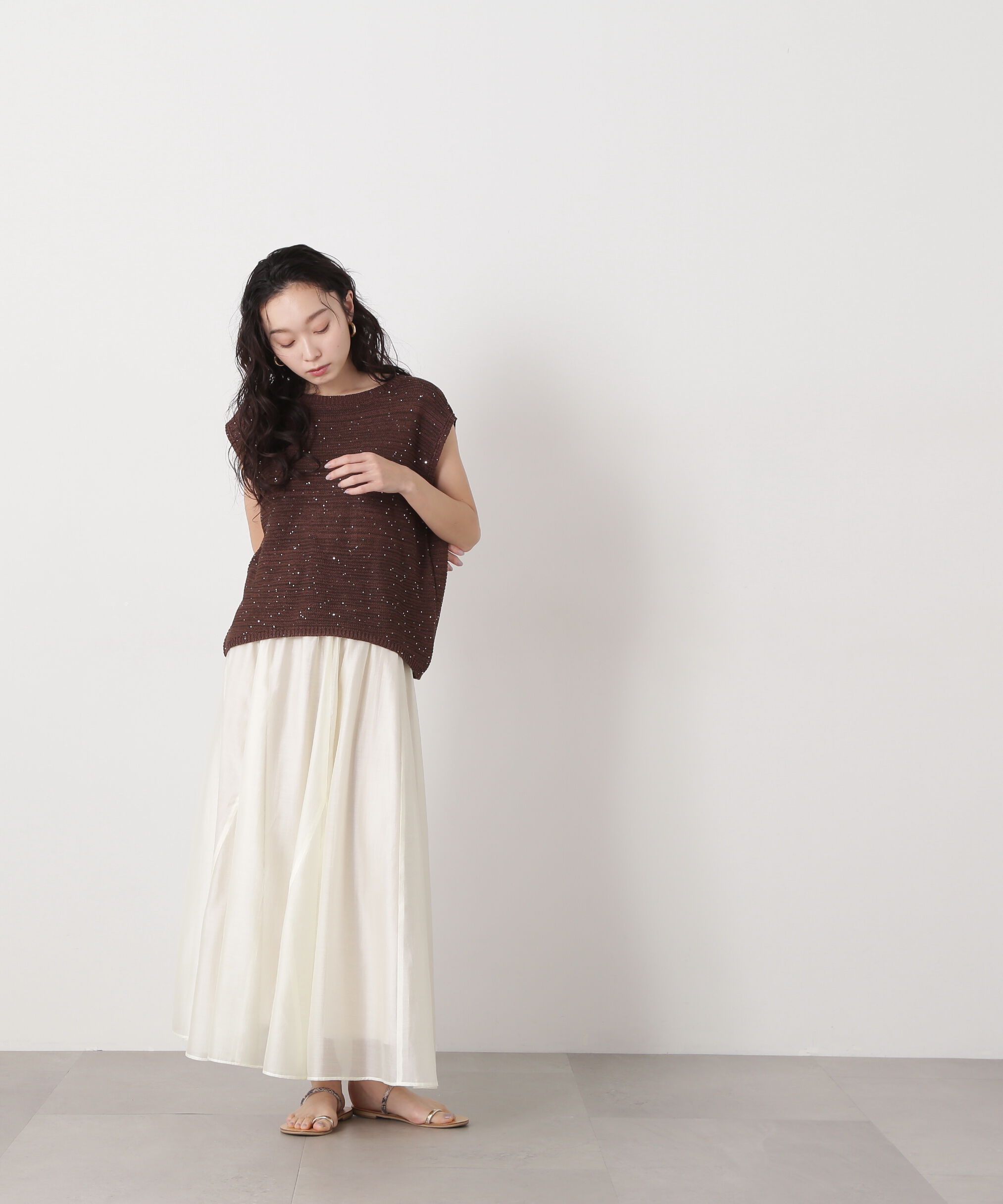  「スパンコールノースリーブニット」|ニット・セーター|