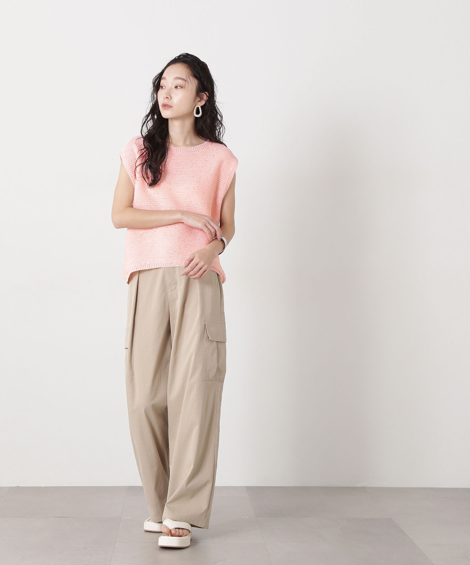  「スパンコールノースリーブニット」|ニット・セーター|