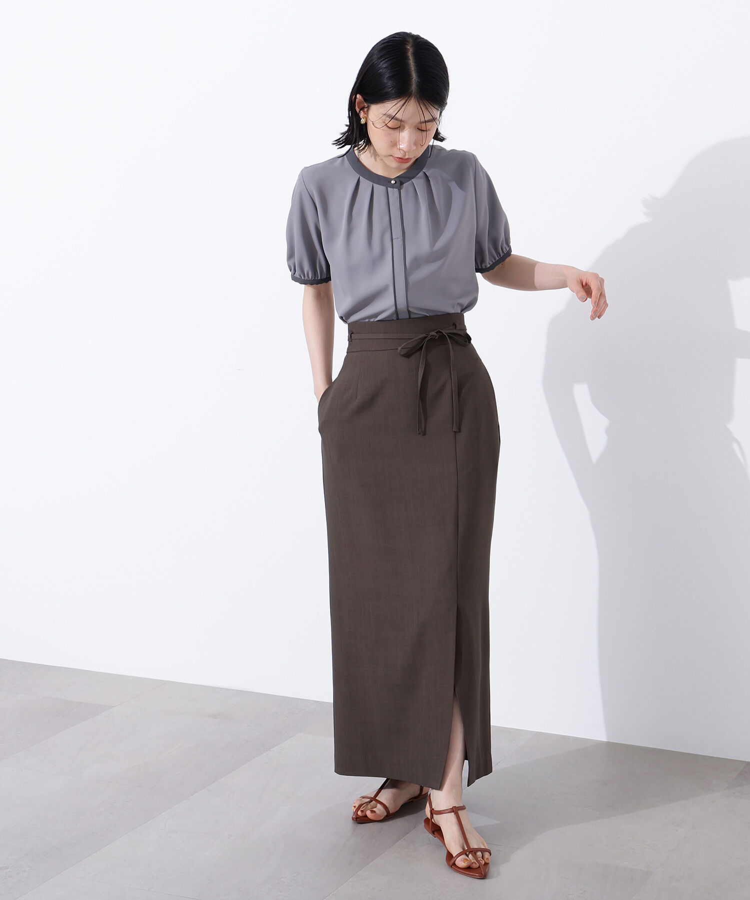  「バイカラートリミングブラウス」|シャツ・ブラウス|