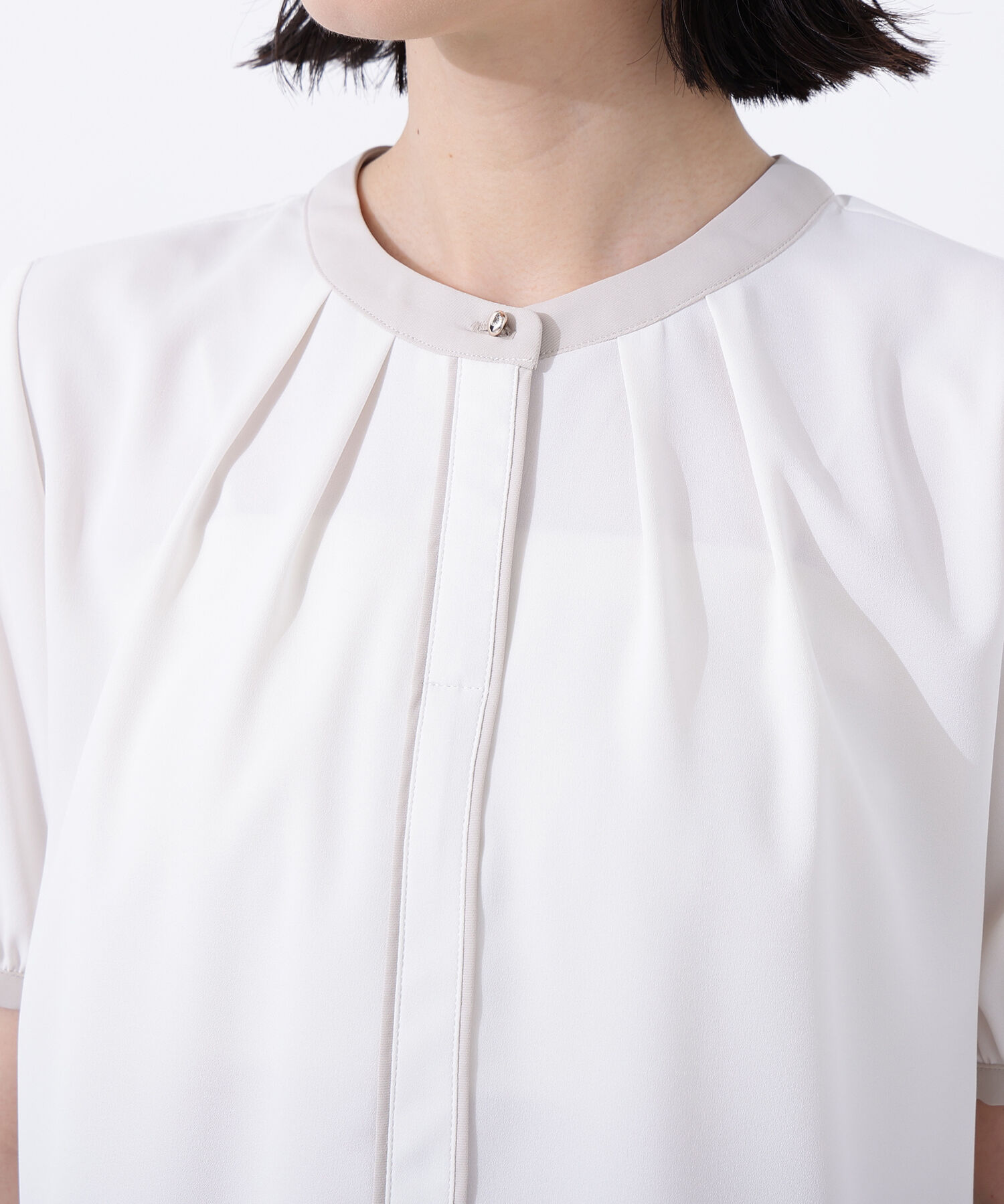  「バイカラートリミングブラウス」|シャツ・ブラウス|