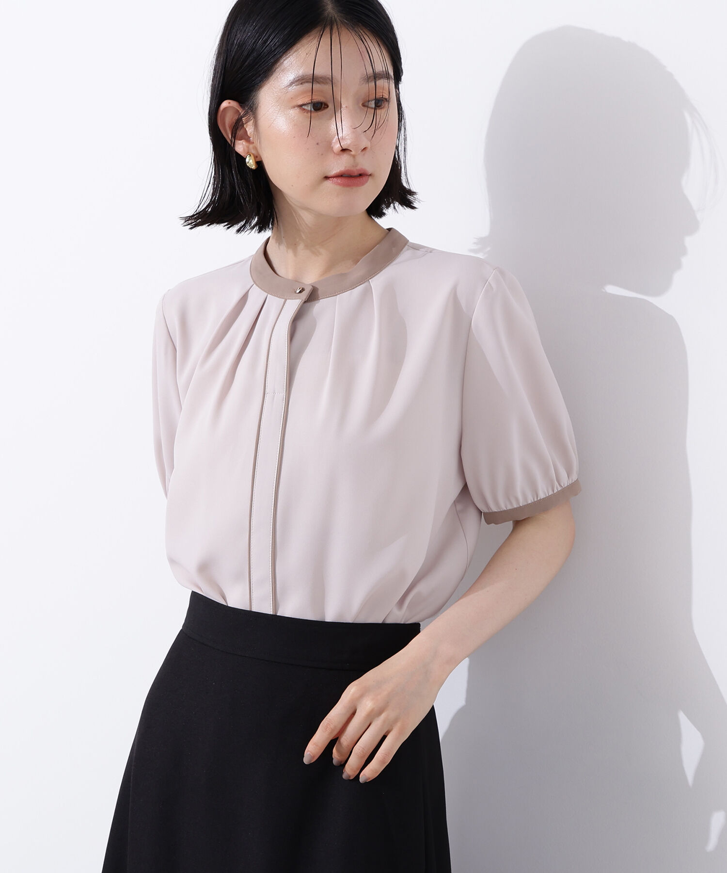  「バイカラートリミングブラウス」|シャツ・ブラウス|